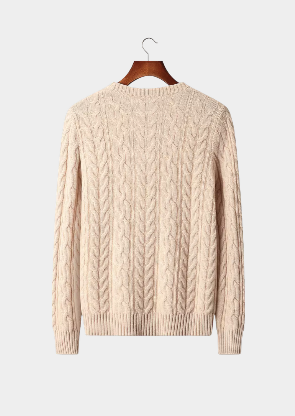 Men's Merino Wool Cable Stitch Crewneck Sweater
