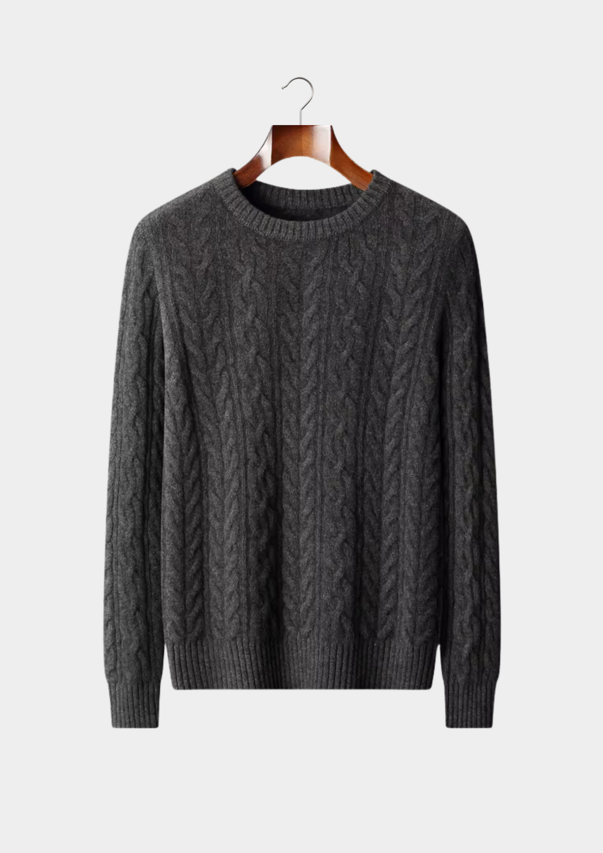 Men's Merino Wool Cable Stitch Crewneck Sweater