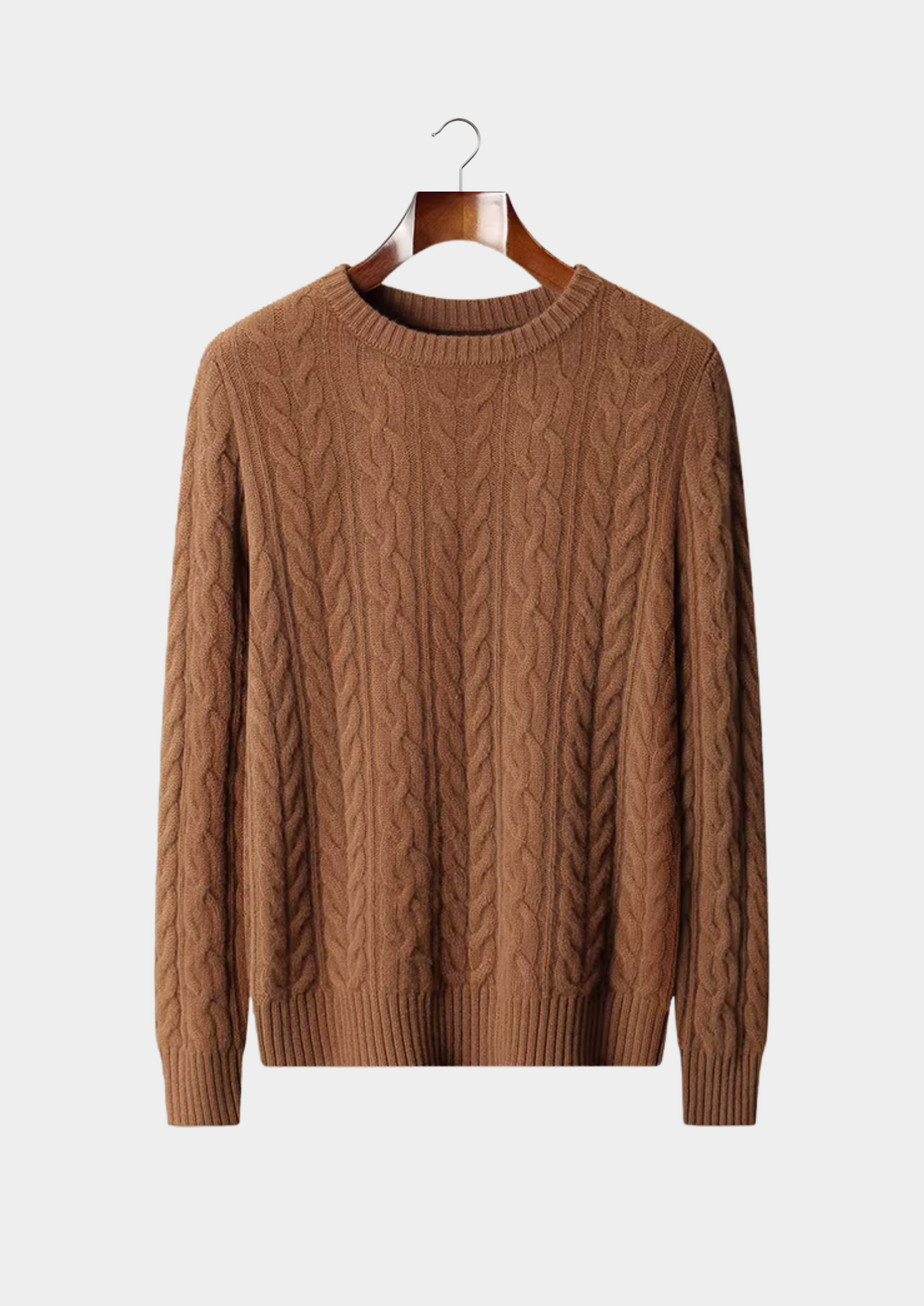 Men's Merino Wool Cable Stitch Crewneck Sweater