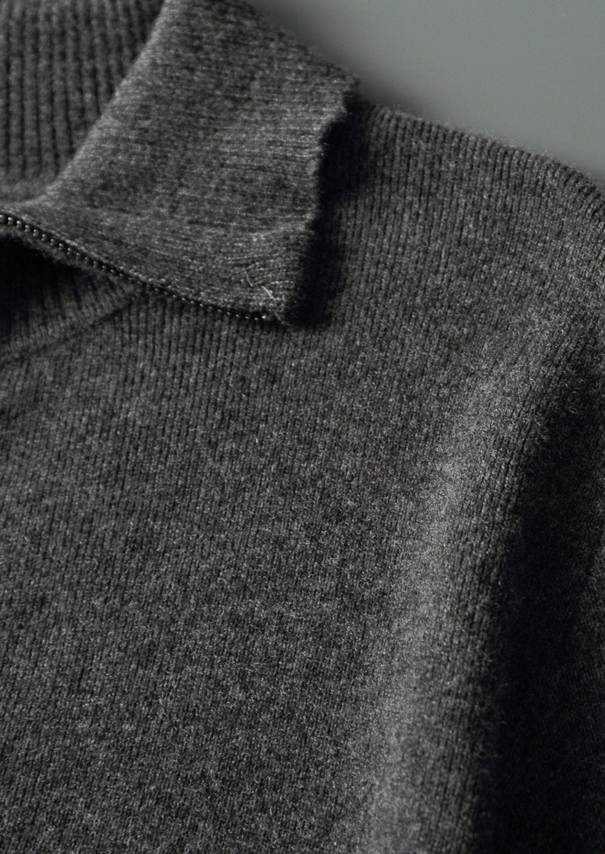 Men's Merino Wool Funnel Neck Full-Zip Cardigan with Ribbed Trim