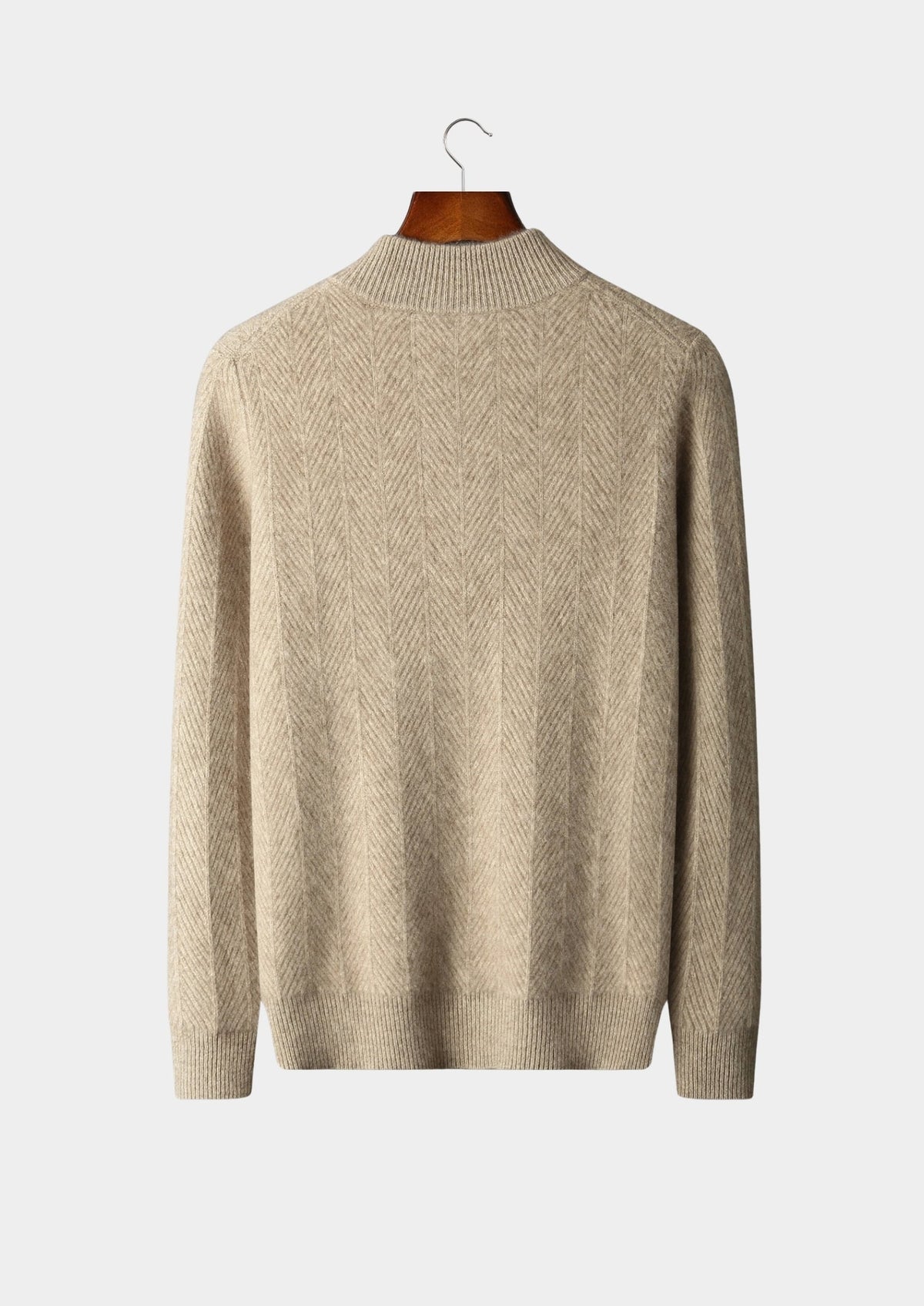 Men's Merino Wool Herringbone Quarter-Zip Sweater