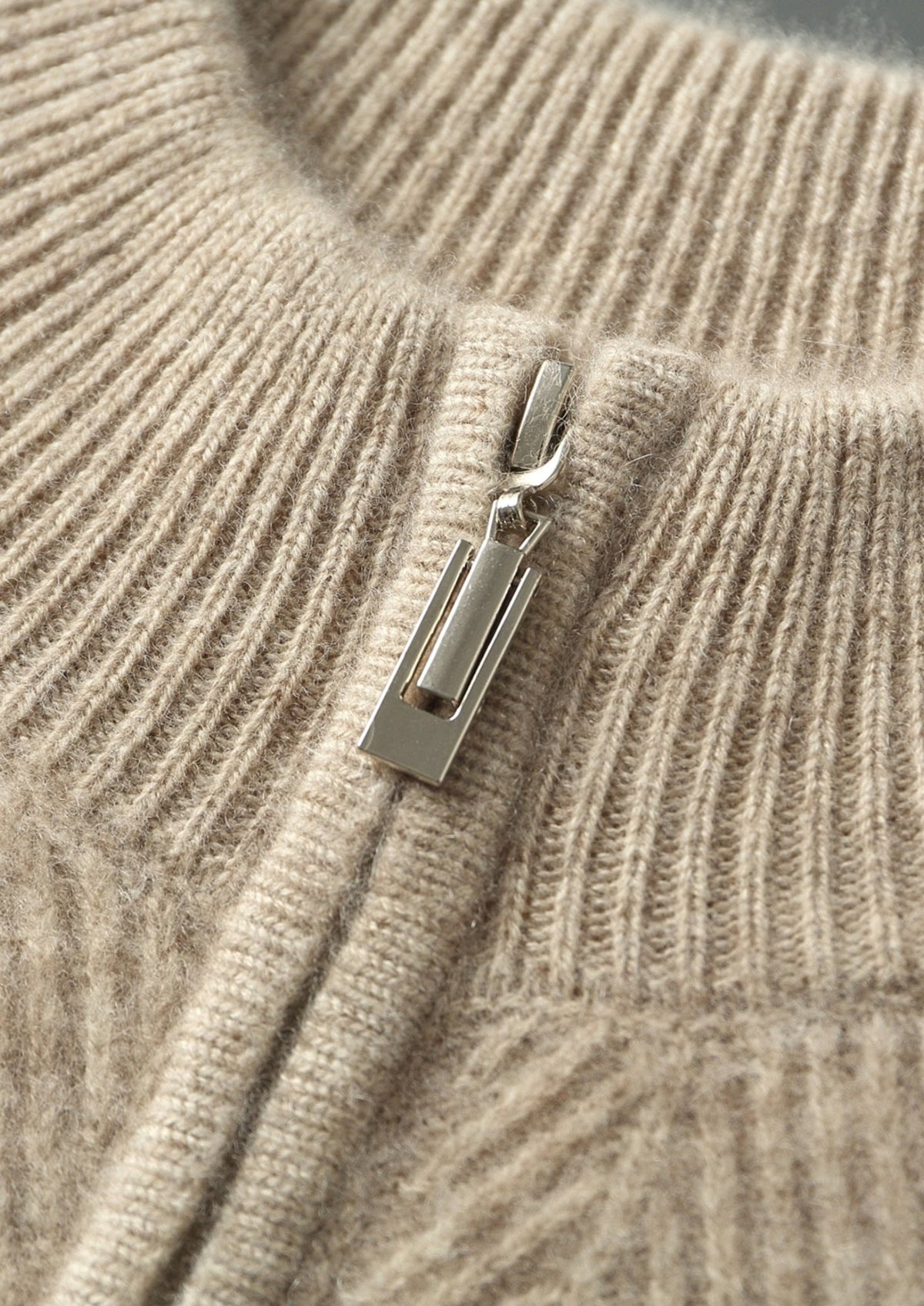 Men's Merino Wool Herringbone Quarter-Zip Sweater