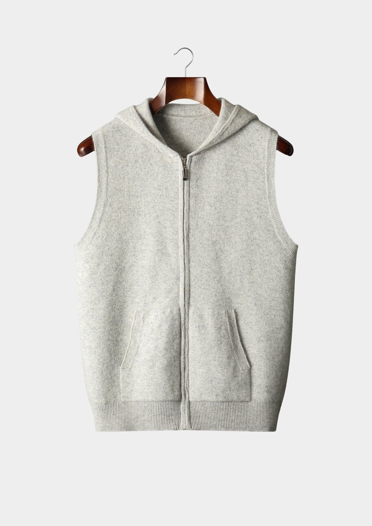 Men's Merino Wool Hooded Full-Zip Knit Vest