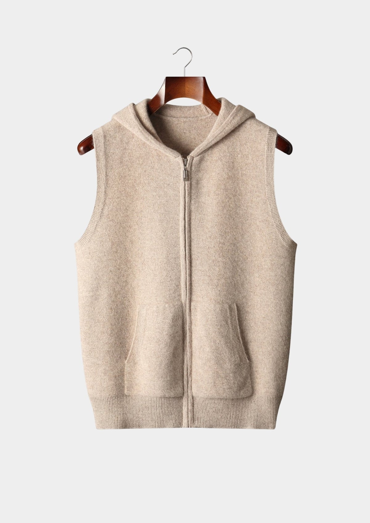 Men's Merino Wool Hooded Full-Zip Knit Vest