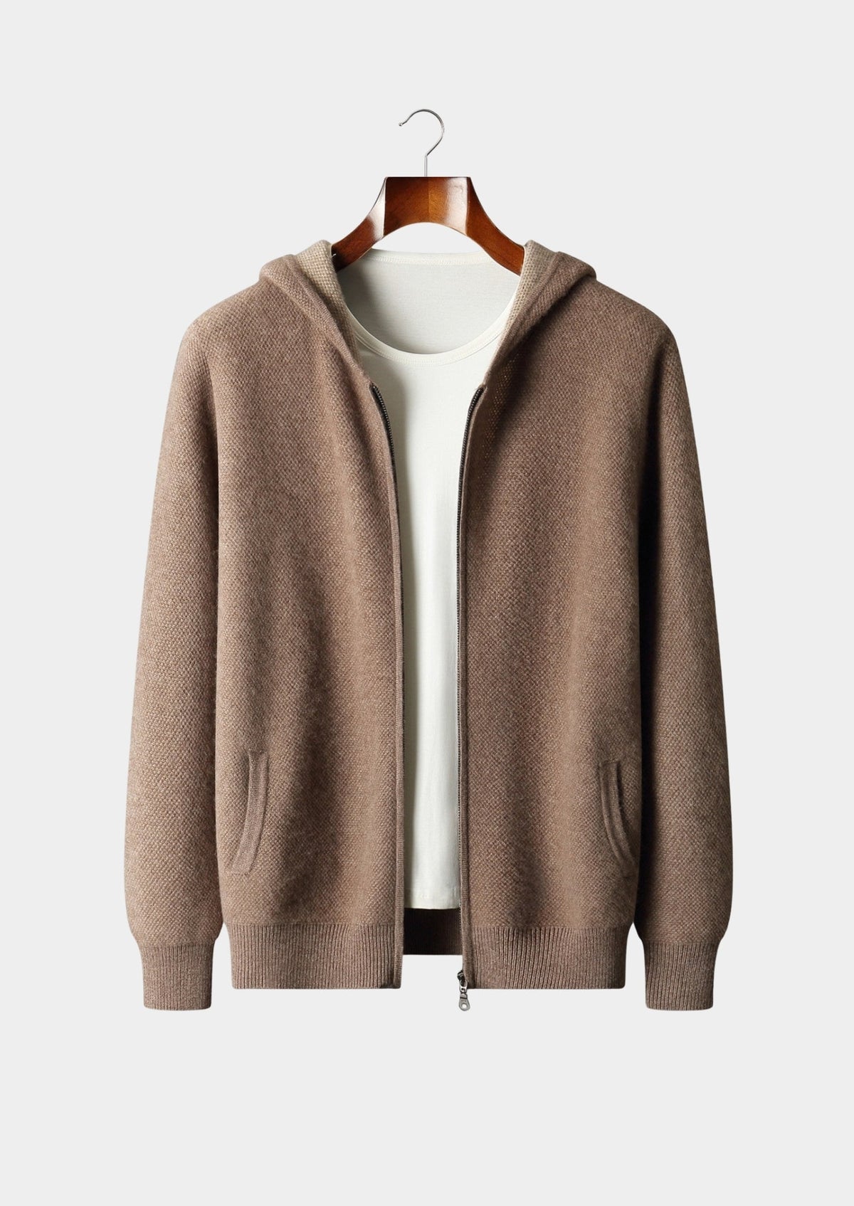 Men's Merino Wool Jacquard Full-Zip Hoodie