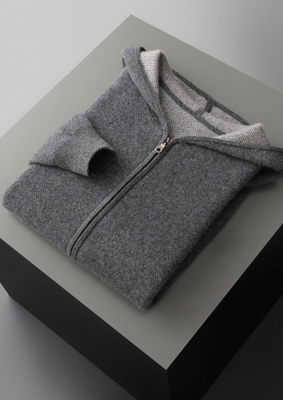 Men's Merino Wool Jacquard Full-Zip Hoodie