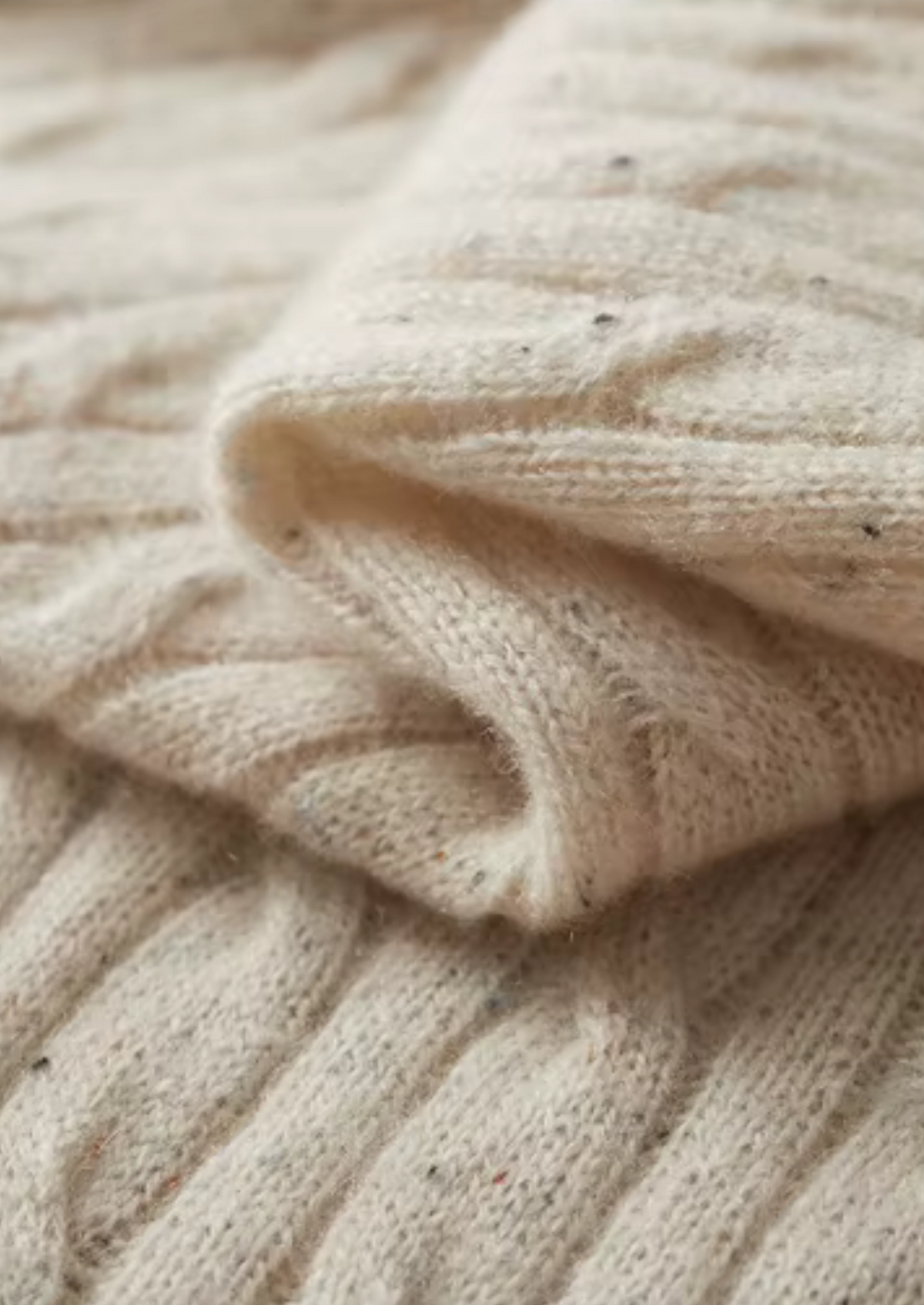 Men's Merino Wool Nepped Cable Knit Crewneck Sweater