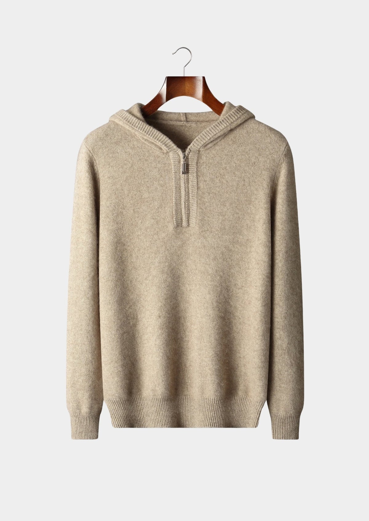 Men's Merino Wool Quarter-Zip Pullover Hoodie