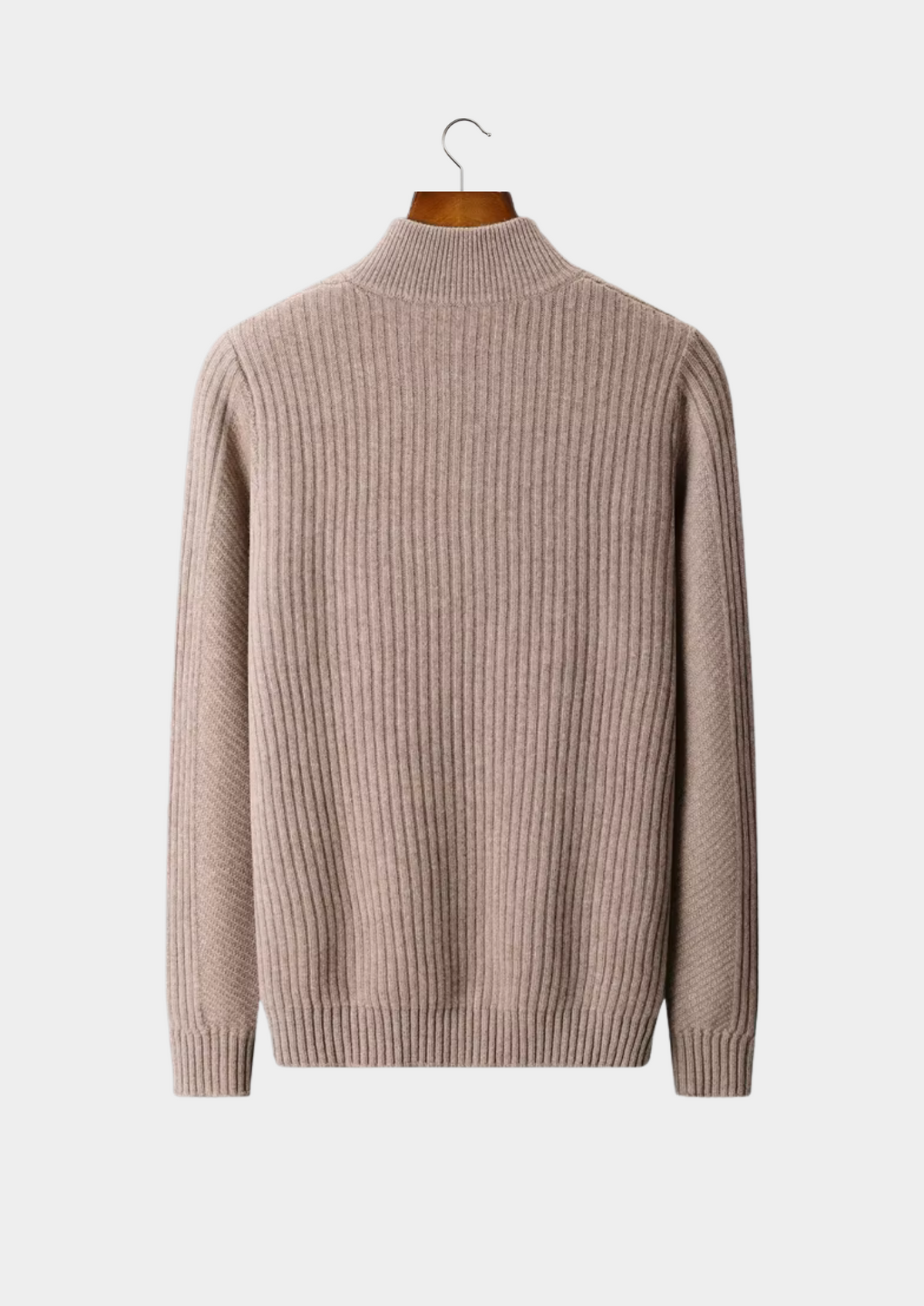 Men's Merino Wool Ribbed Henley Sweater with Button Neck