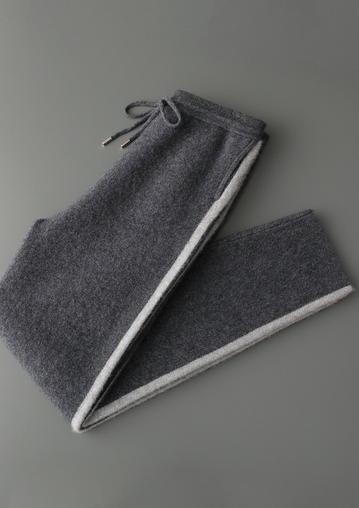 Men's Merino Wool Striped Knit Drawstring Trousers