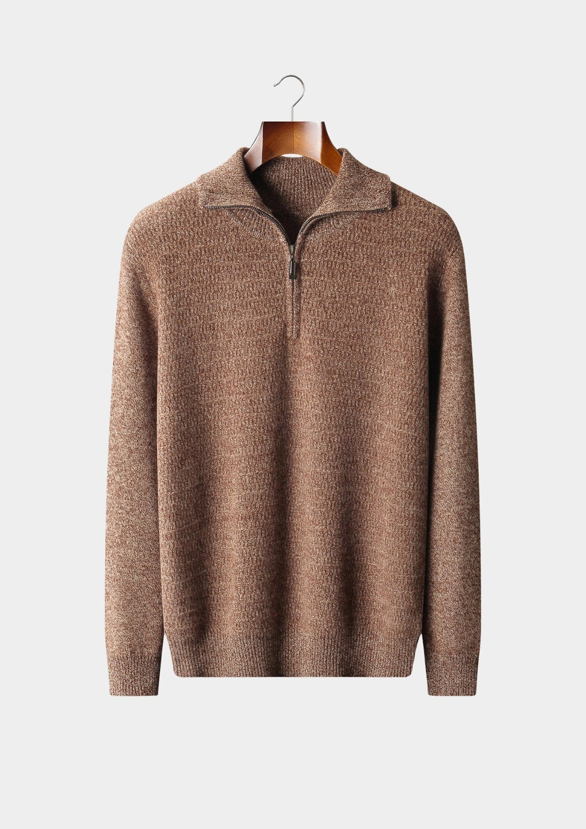 Men's Merino Wool Textured Funnel Neck Quarter-Zip Sweater