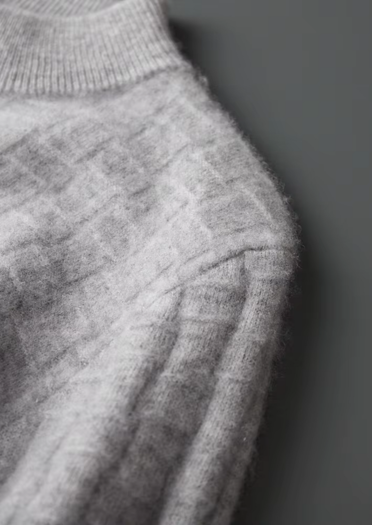 Men's Merino Wool Textured Mock Neck Pullover Sweater