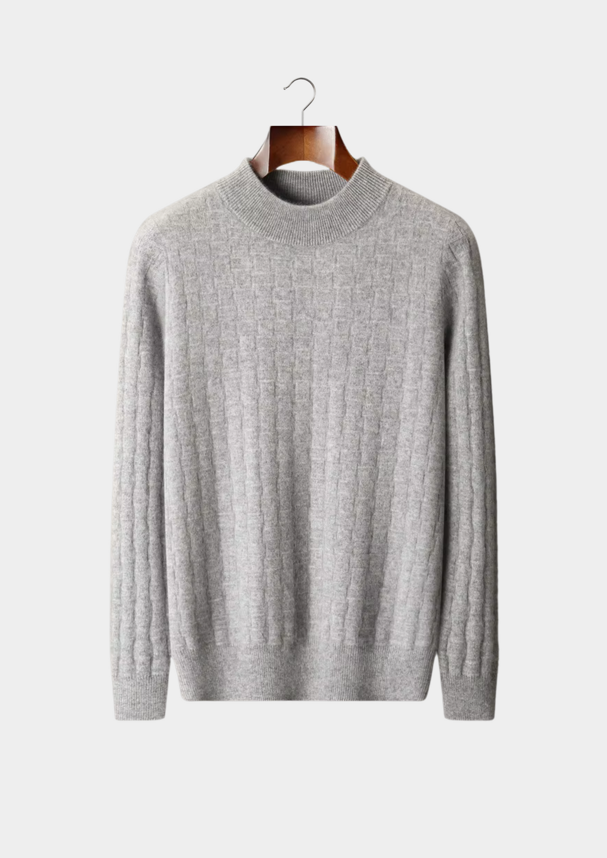 Men's Merino Wool Textured Mock Neck Pullover Sweater