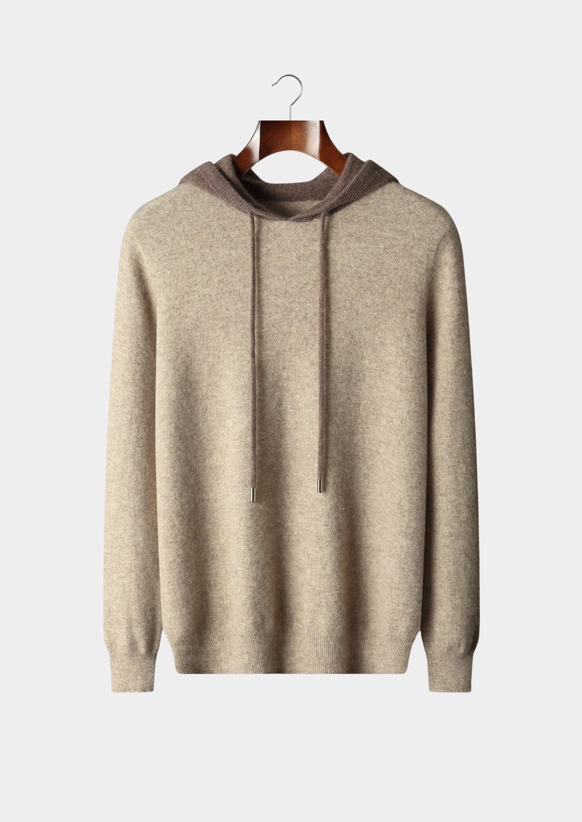 Men's Merino Wool Two-Tone Drawstring Pullover Hoodie