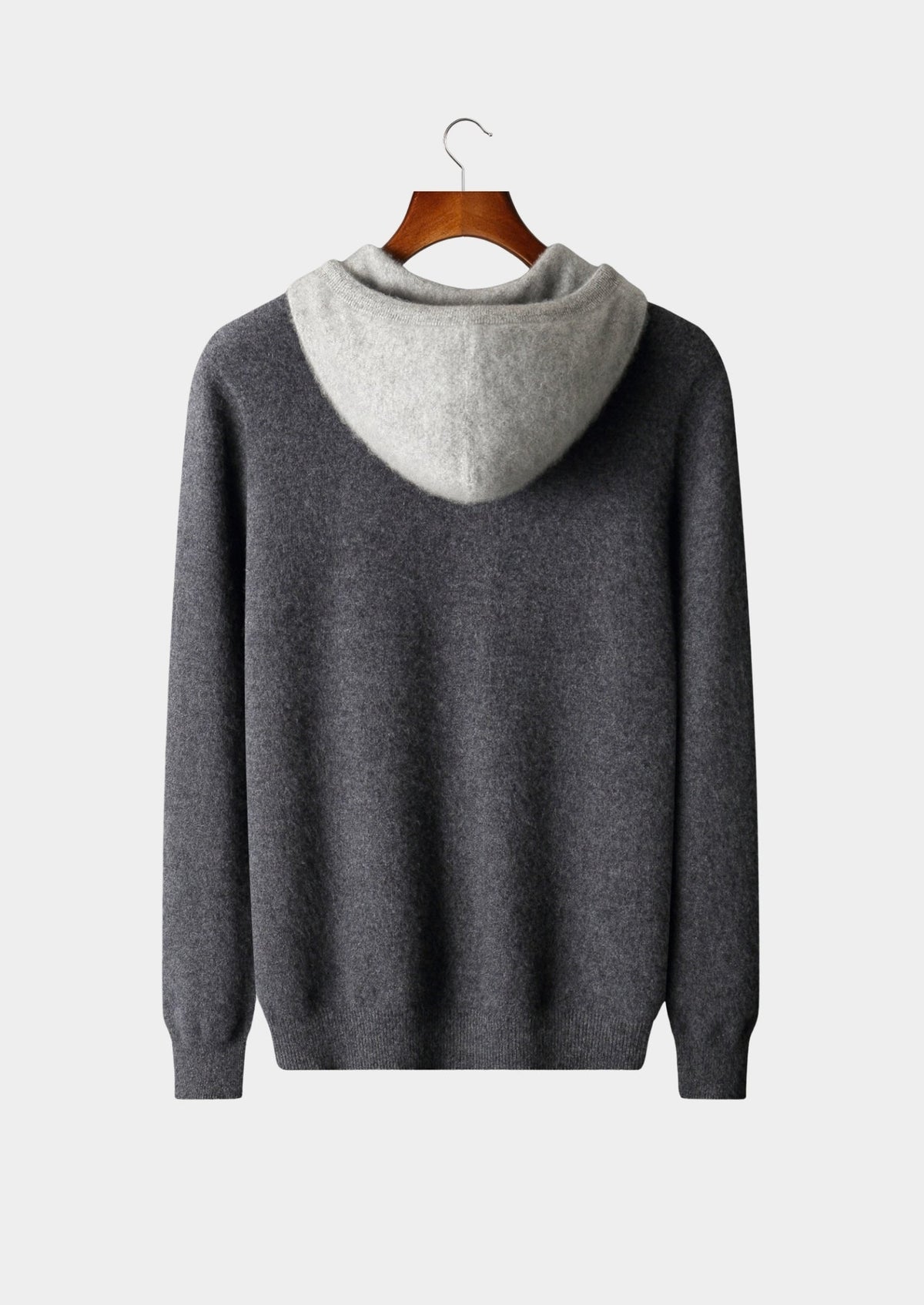 Men's Merino Wool Two-Tone Drawstring Pullover Hoodie