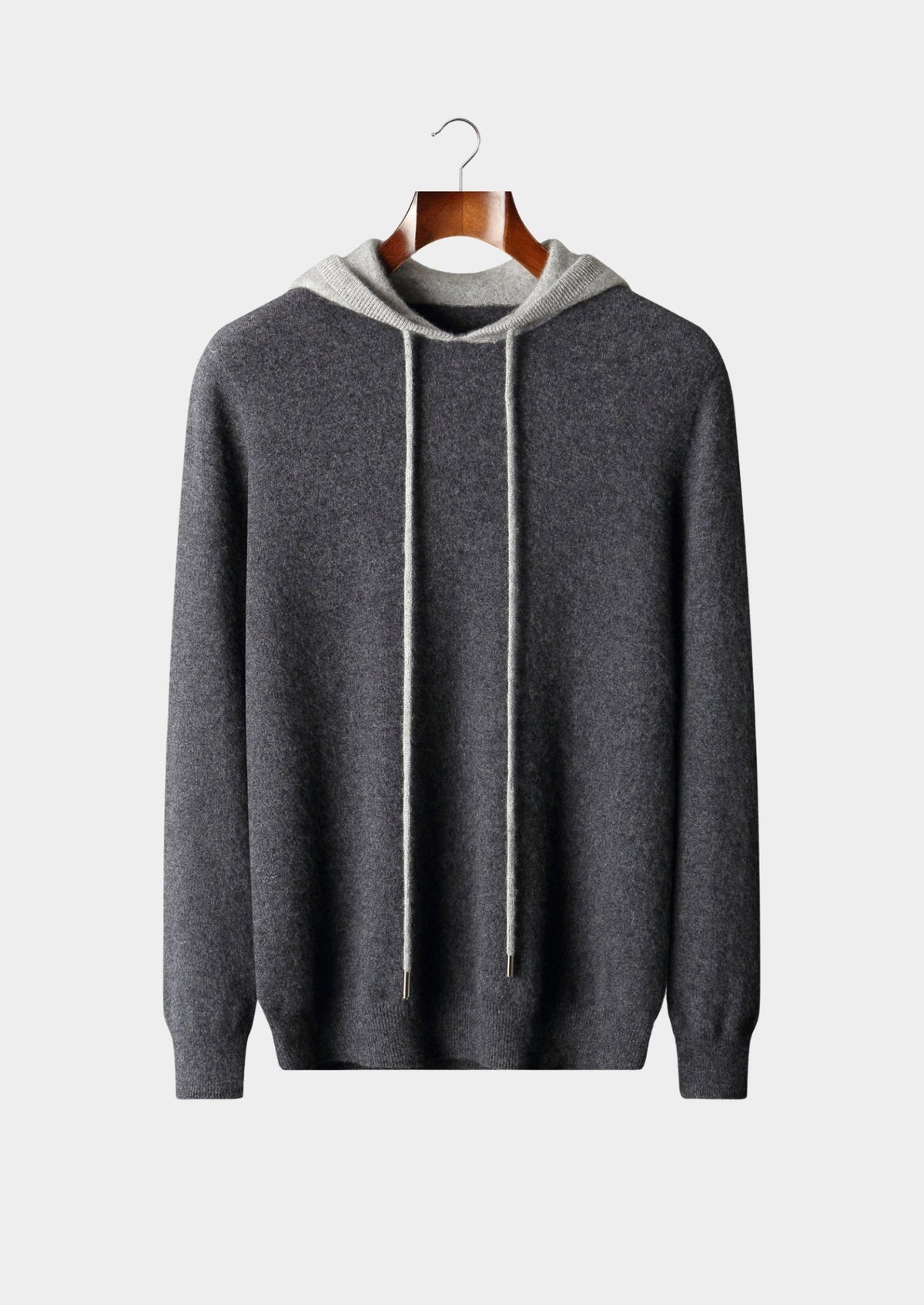 Men's Merino Wool Two-Tone Drawstring Pullover Hoodie