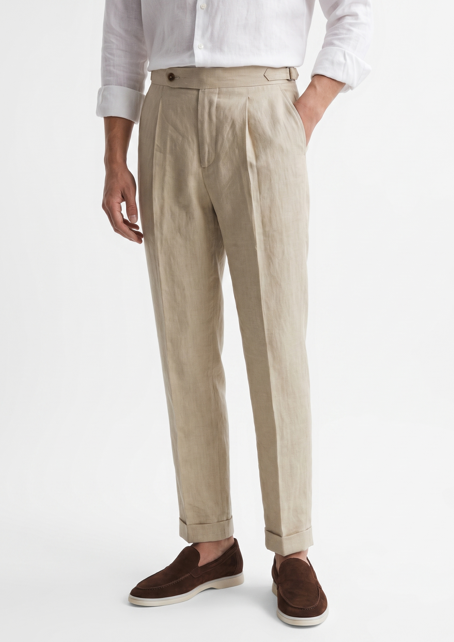 Men’s Pleated Trousers with Side Adjusters