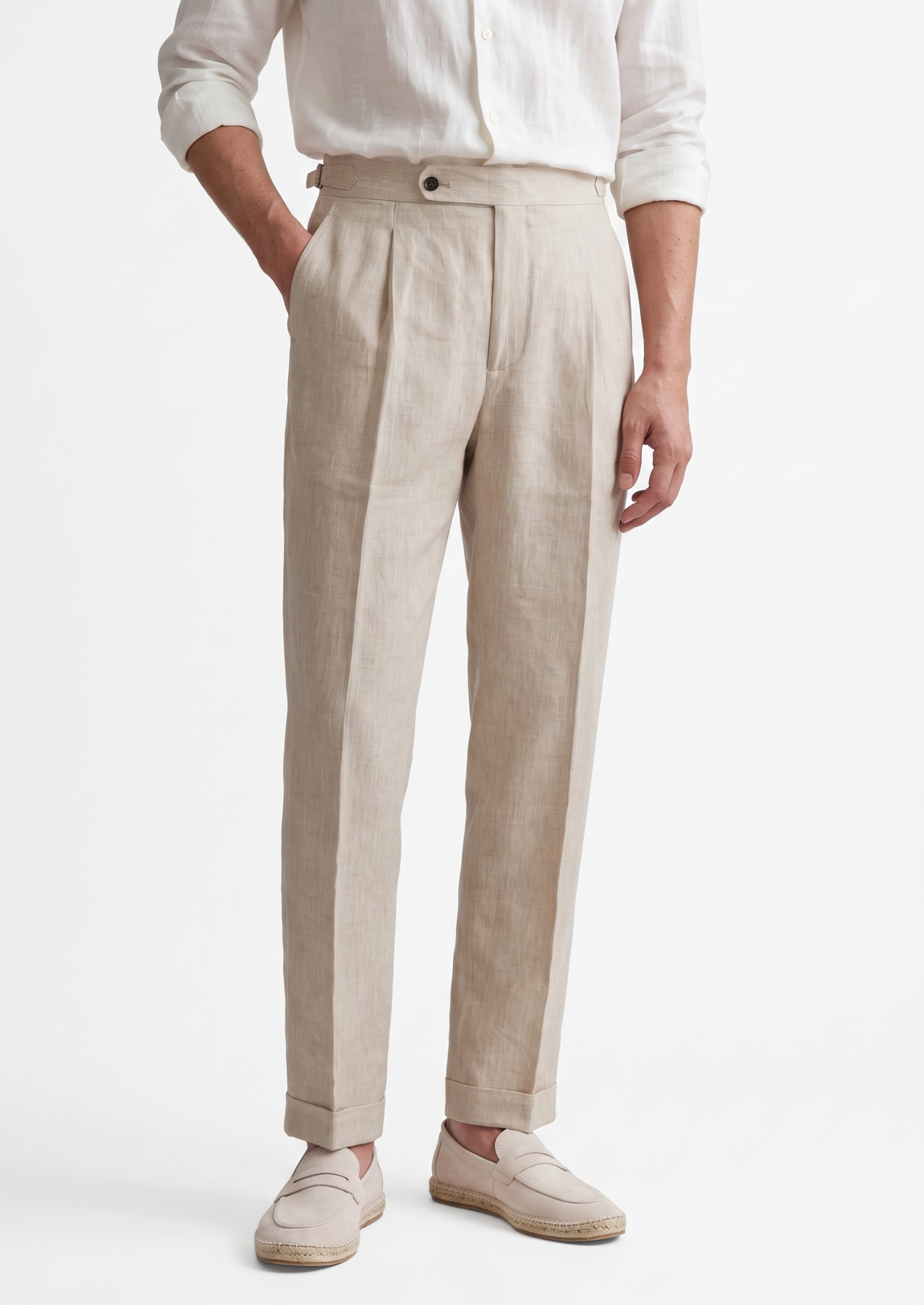 Men’s Pleated Trousers with Side Adjusters