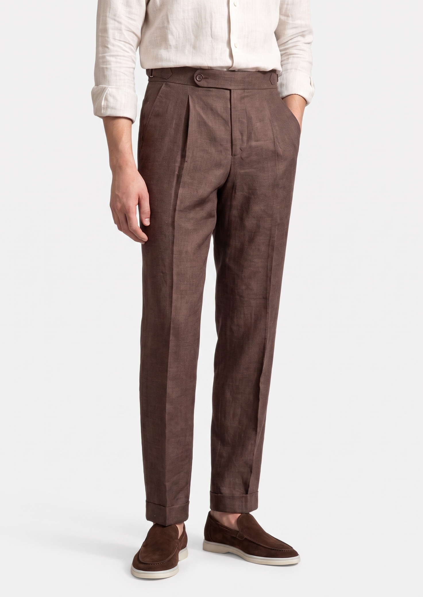 Men’s Pleated Trousers with Side Adjusters
