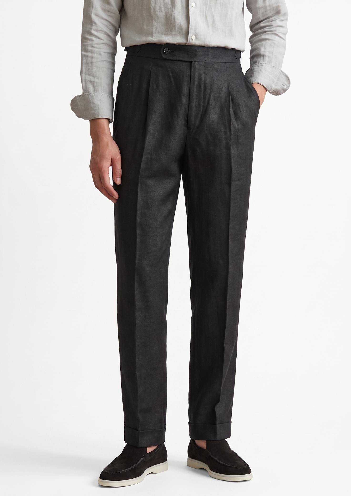 Men’s Pleated Trousers with Side Adjusters