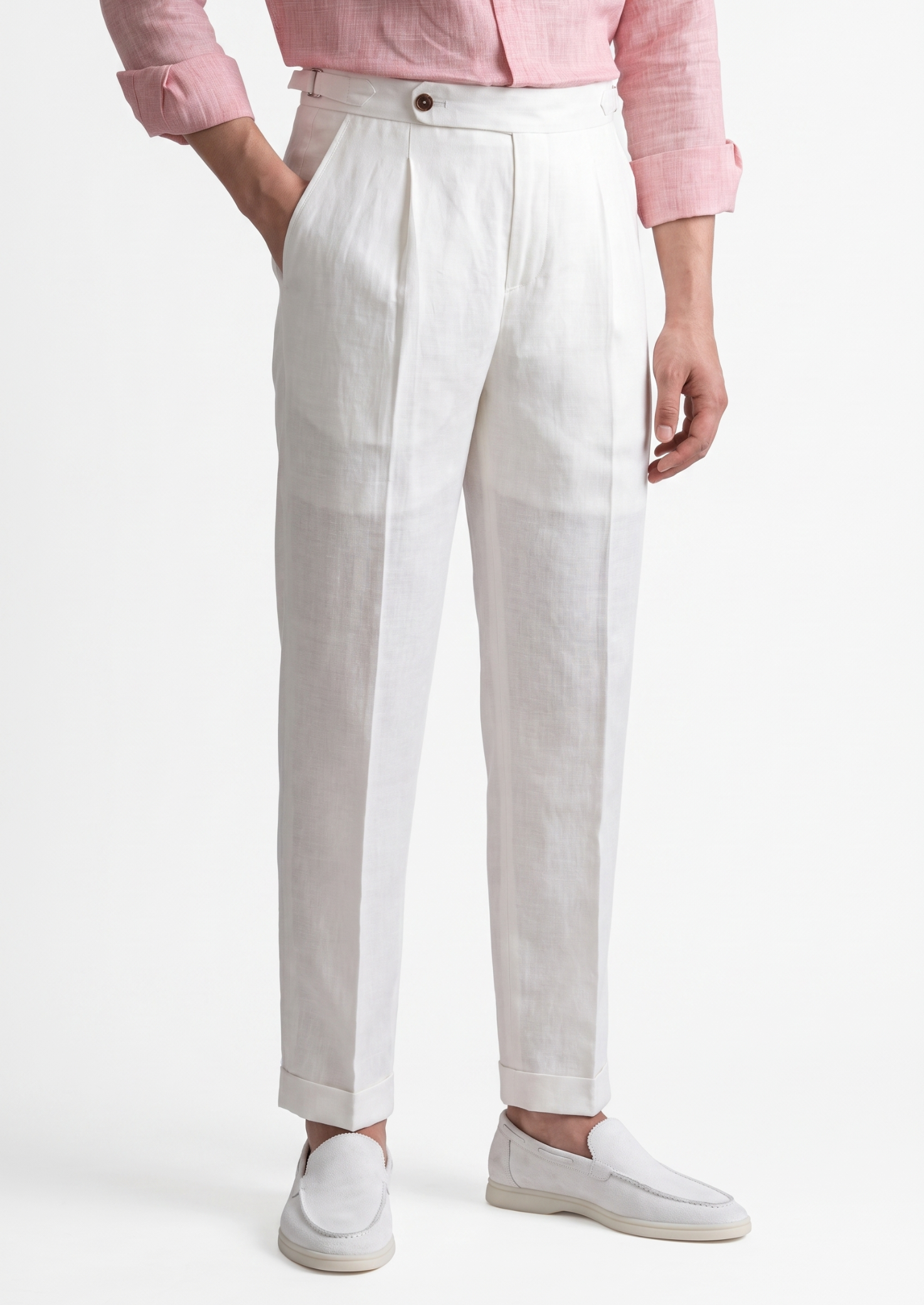 Men’s Pleated Trousers with Side Adjusters
