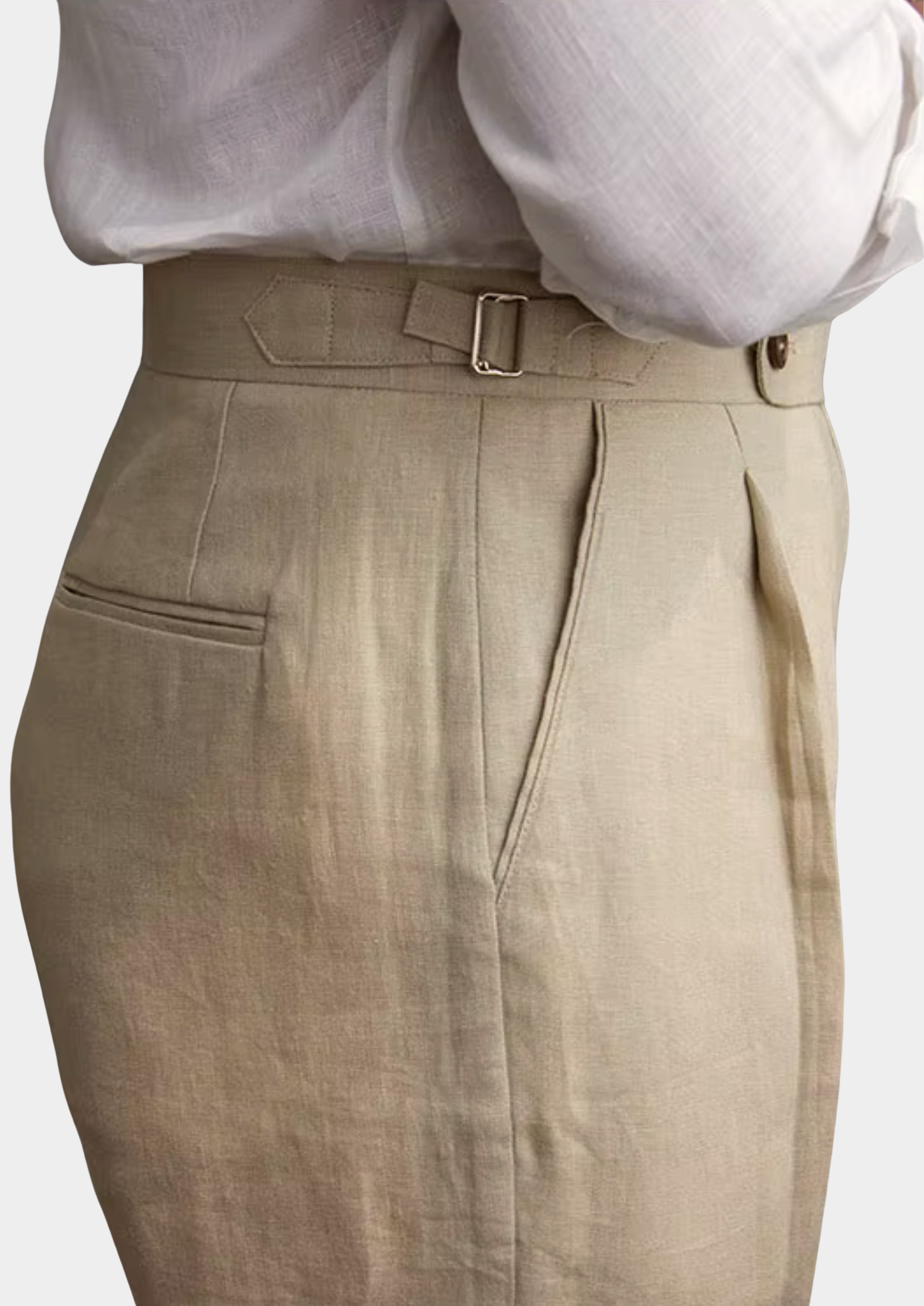Men’s Pleated Trousers with Side Adjusters