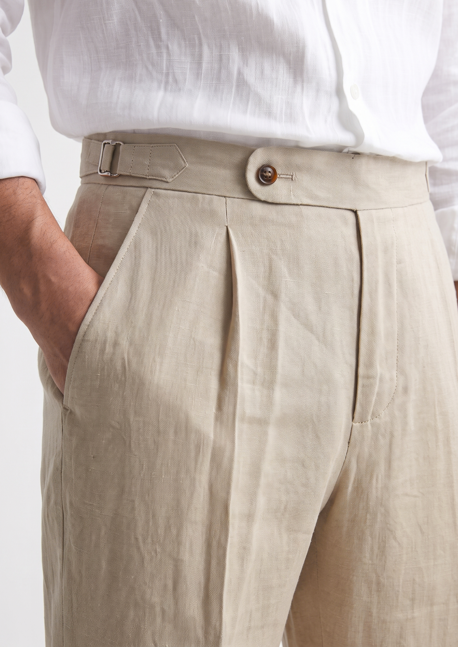 Men’s Pleated Trousers with Side Adjusters