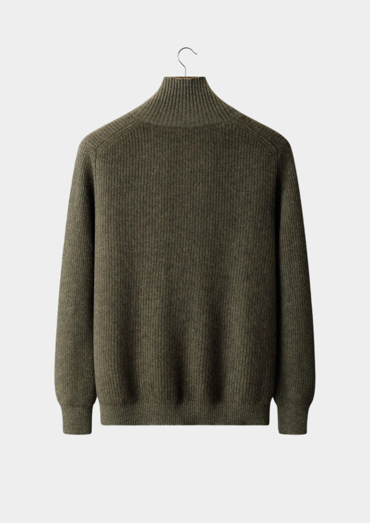 Men’s Ribbed Button-Front Cardigan with High Collar