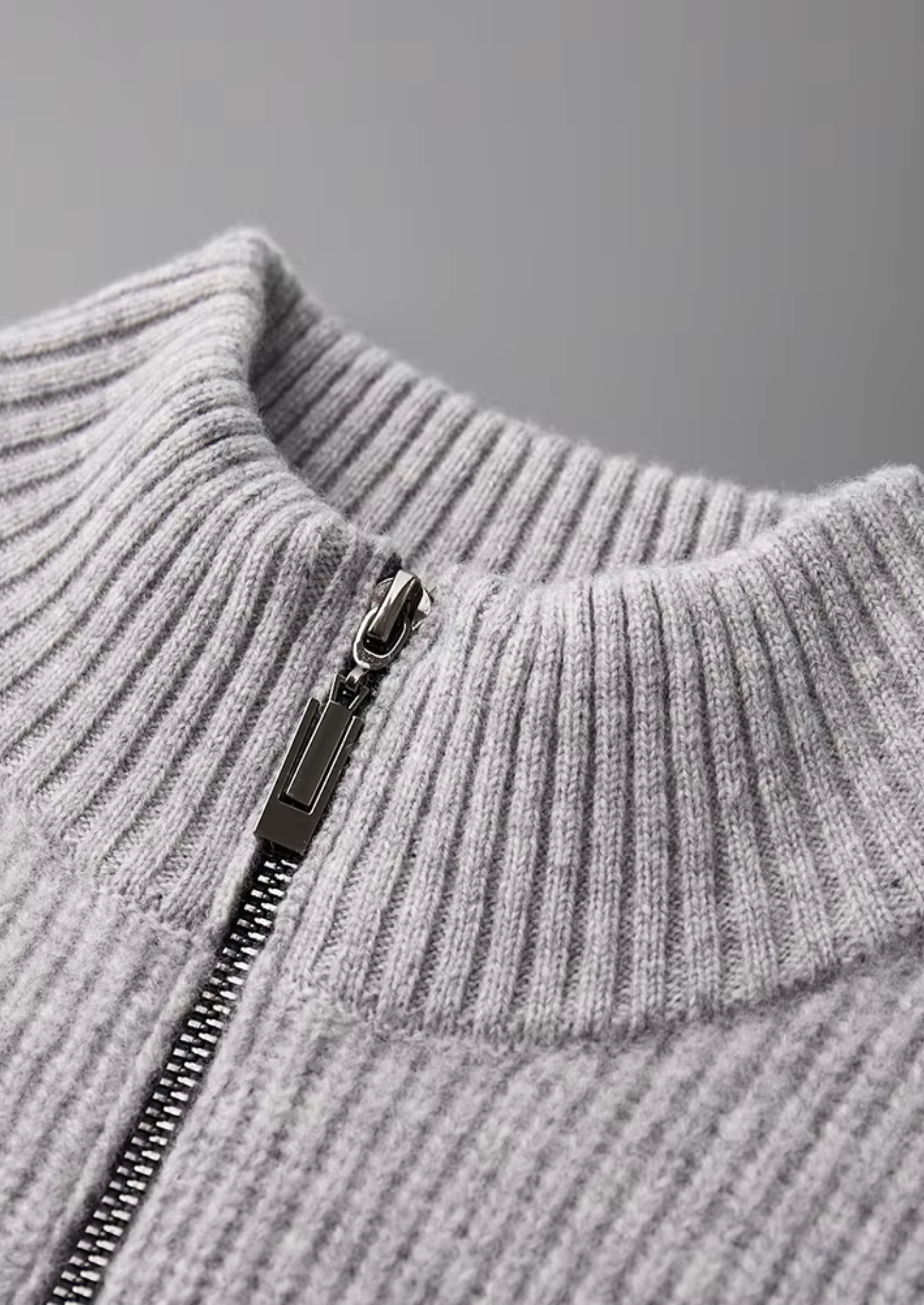 Men’s Ribbed Knit Cardigan with Full-Zip Front