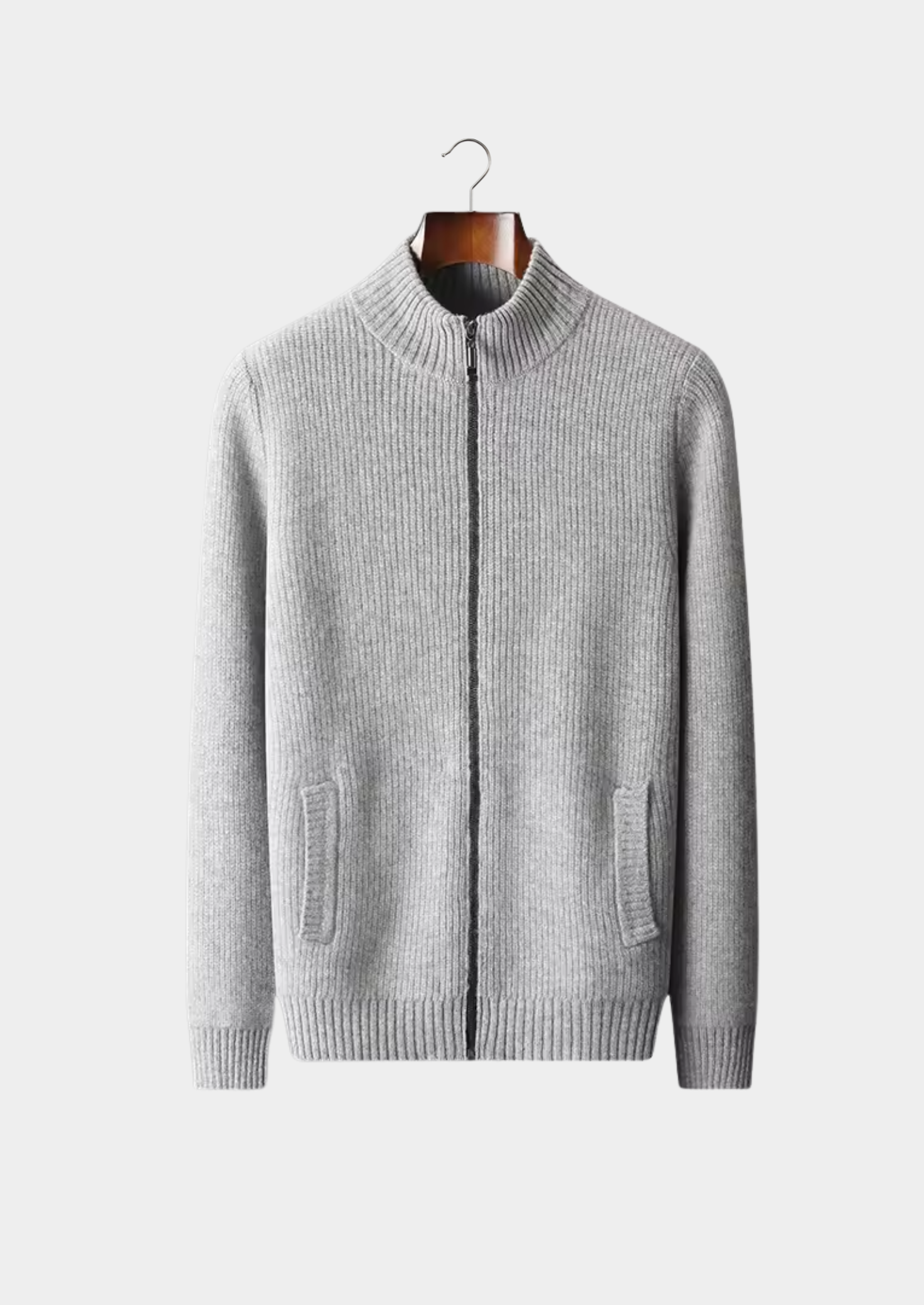 Men’s Ribbed Knit Cardigan with Full-Zip Front