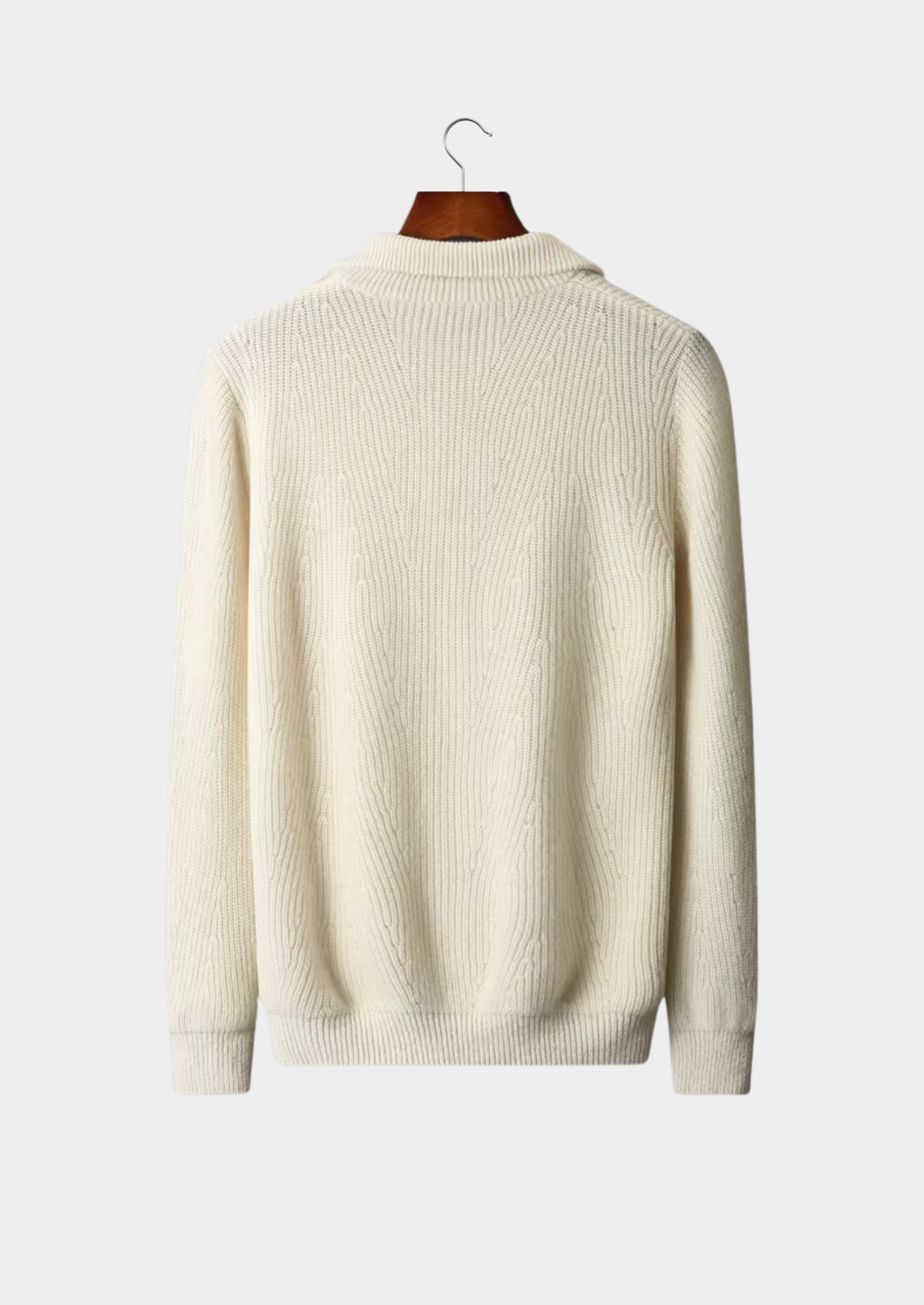Men’s Ribbed Knit Sweater with Quarter-Zip Collar