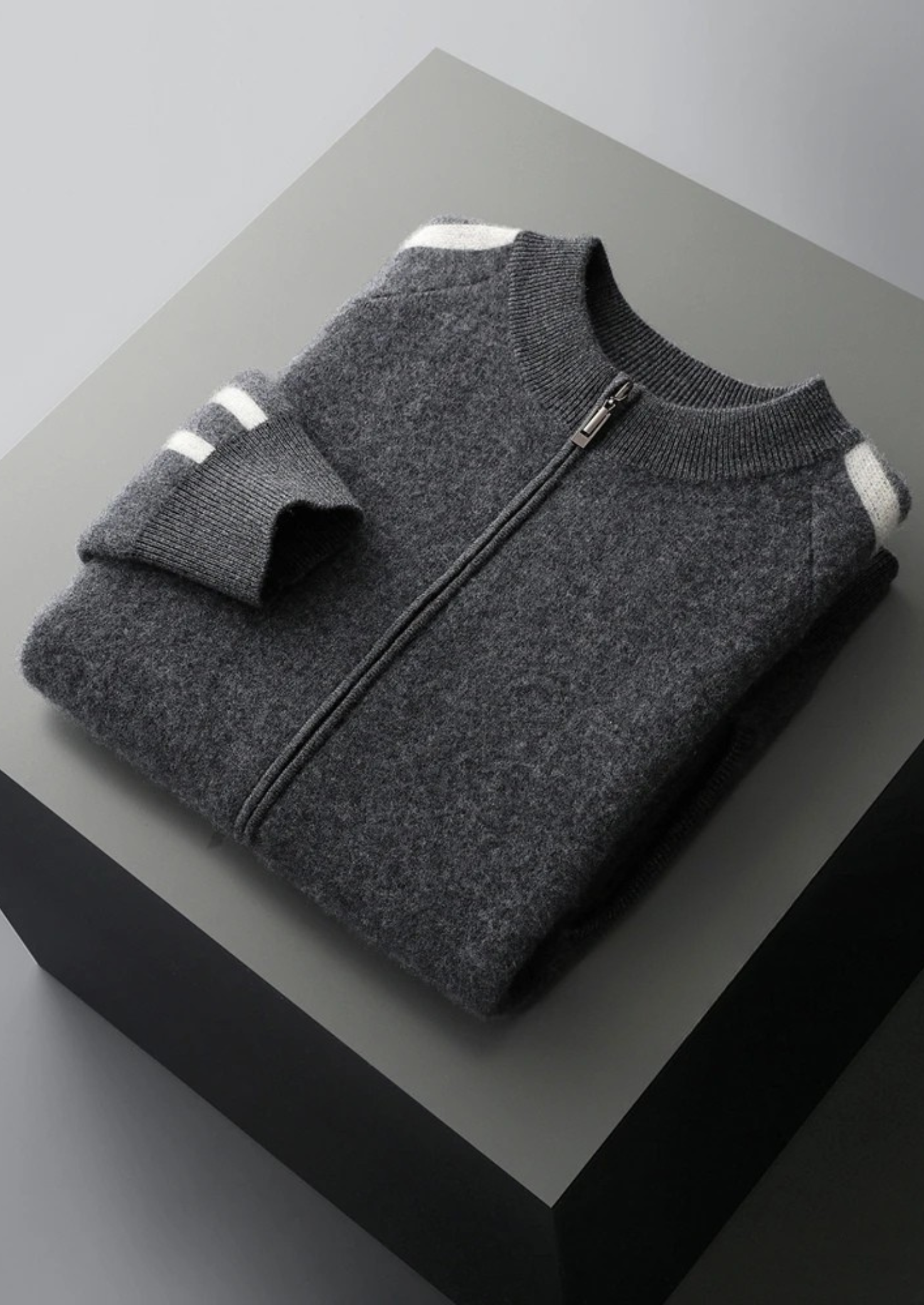 Men’s Striped Cardigan with Full-Zip Front