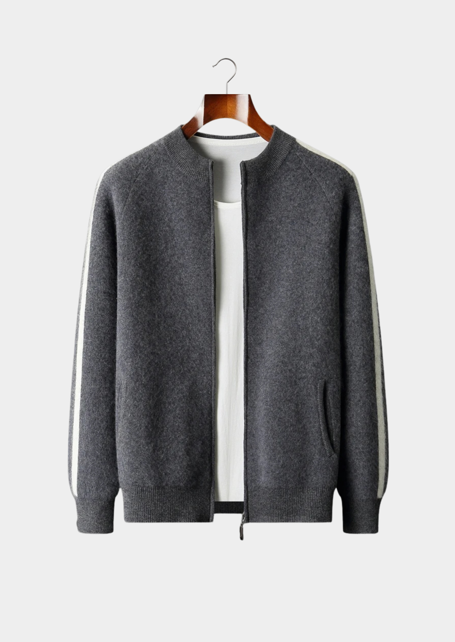Men’s Striped Cardigan with Full-Zip Front