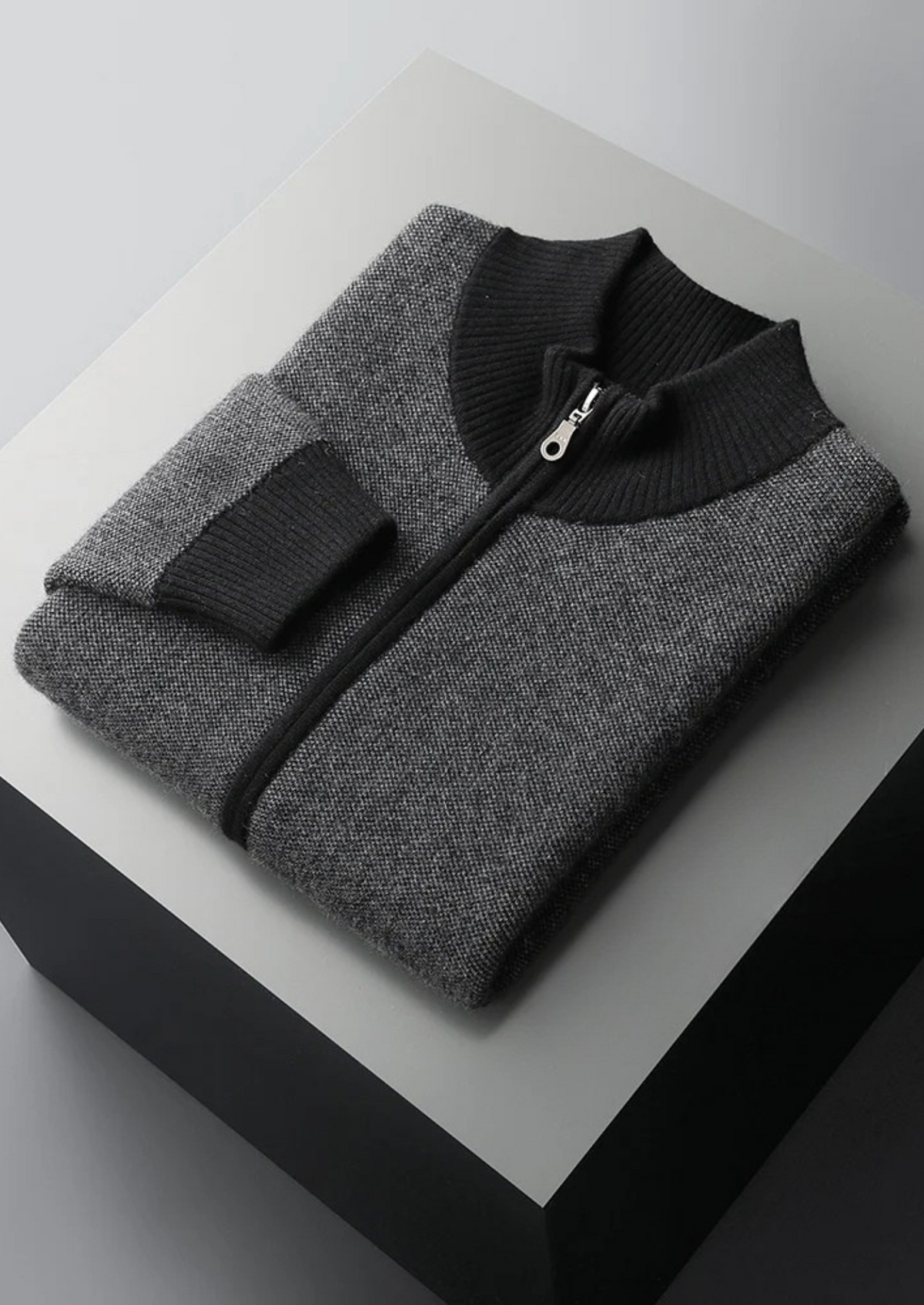 Men’s Textured Cashmere Full-Zip Cardigan