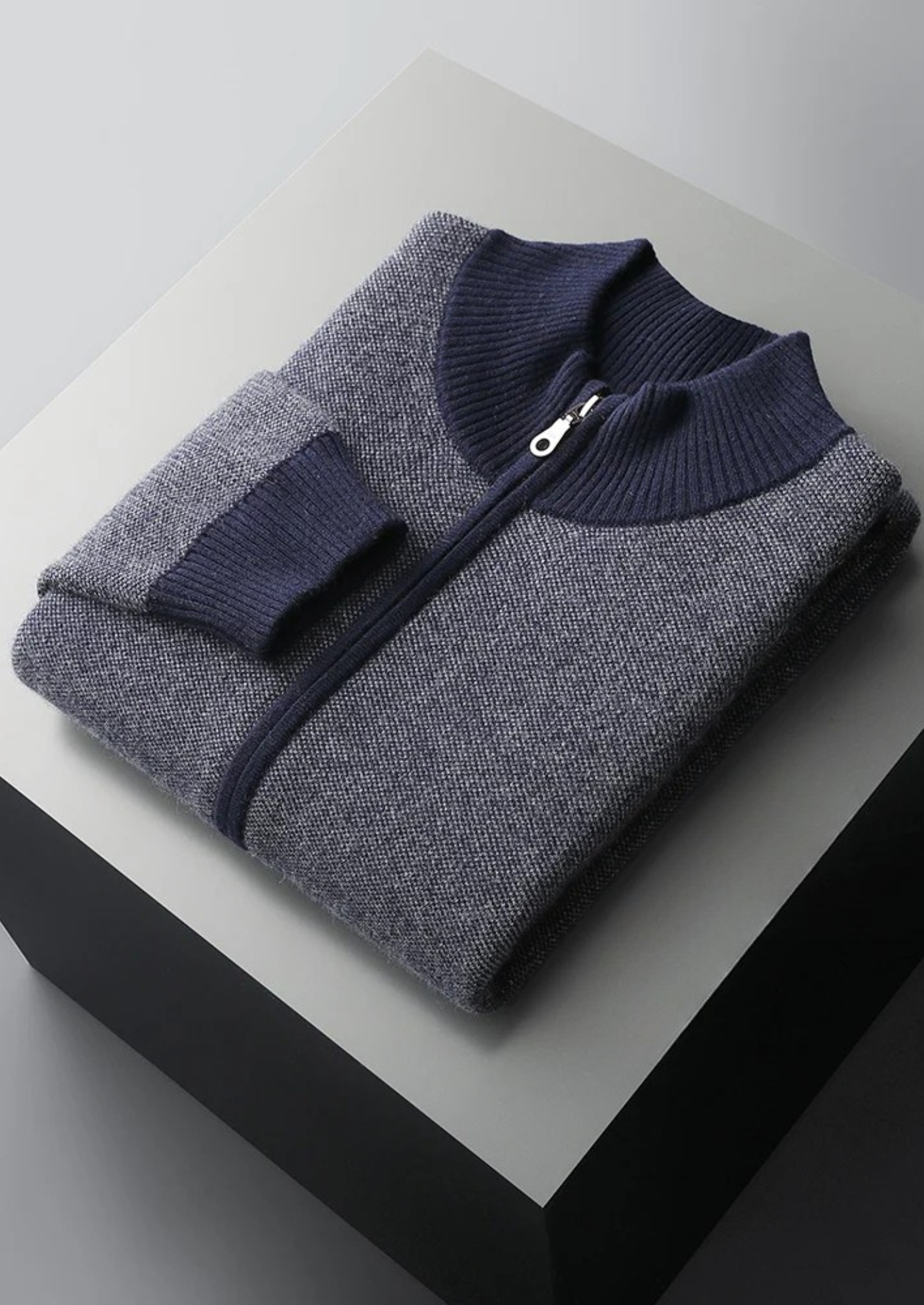 Men’s Textured Cashmere Full-Zip Cardigan