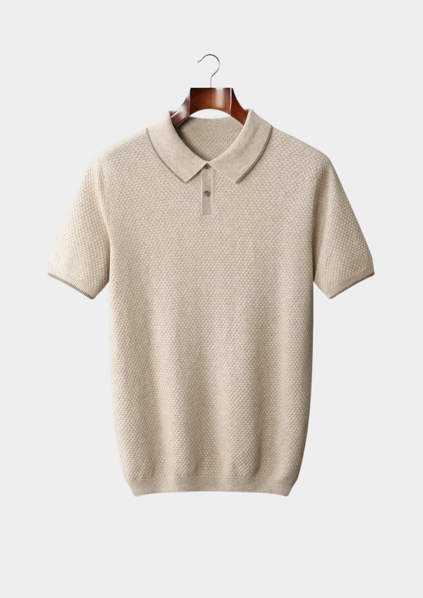 Men’s Textured Knit Polo Shirt with Contrast Trim
