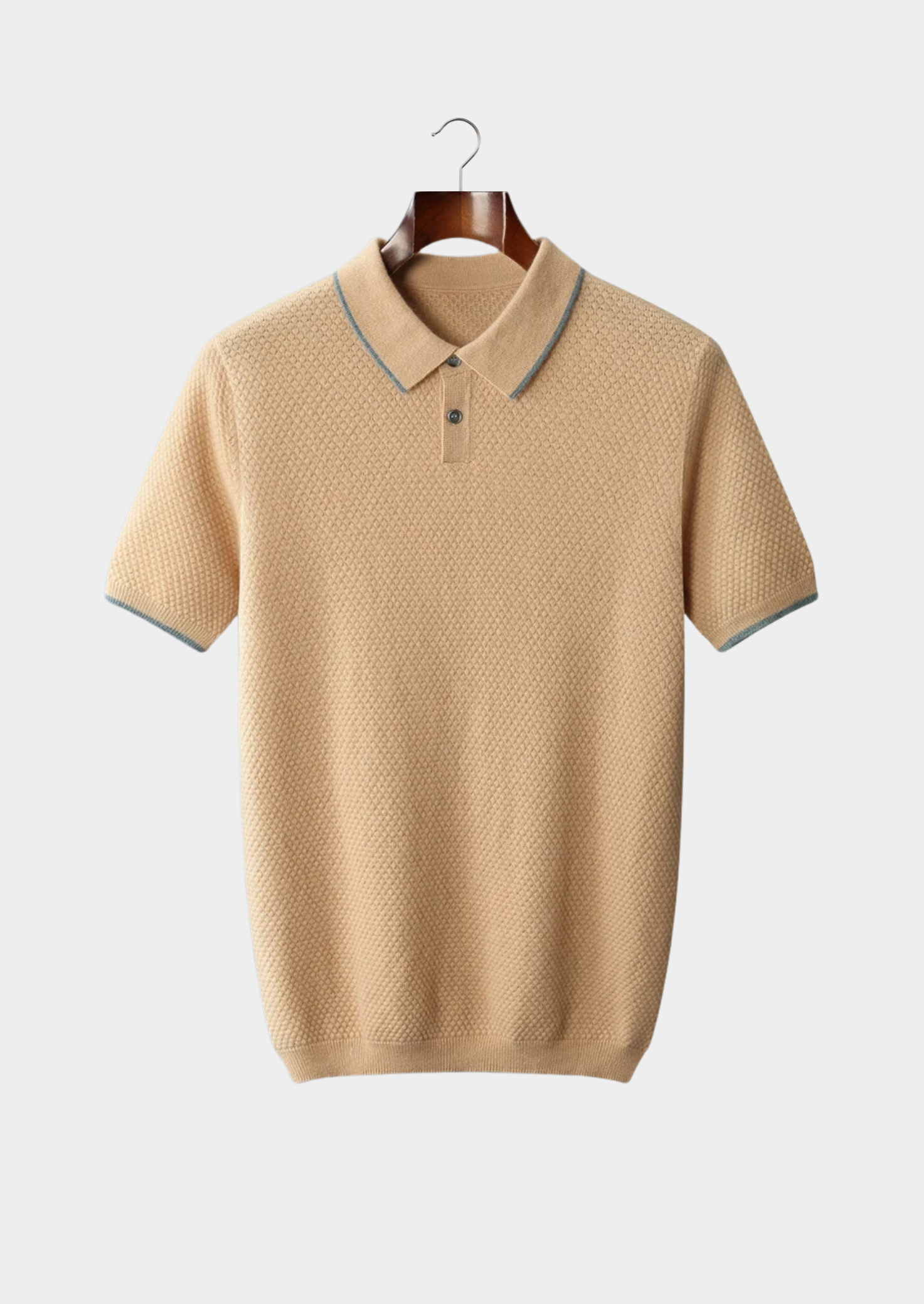 Men’s Textured Knit Polo Shirt with Contrast Trim