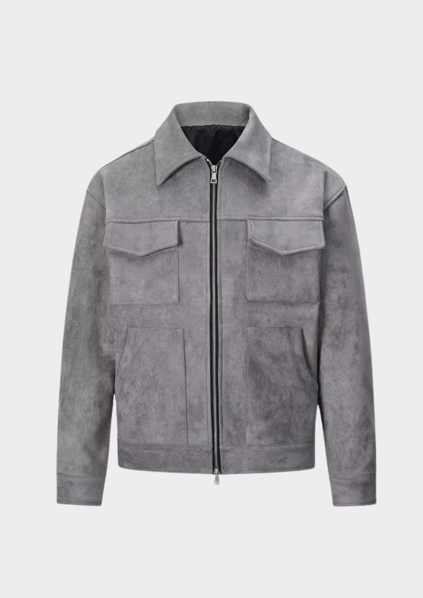 Men’s Textured Zip-Up Jacket with Four Front Pockets