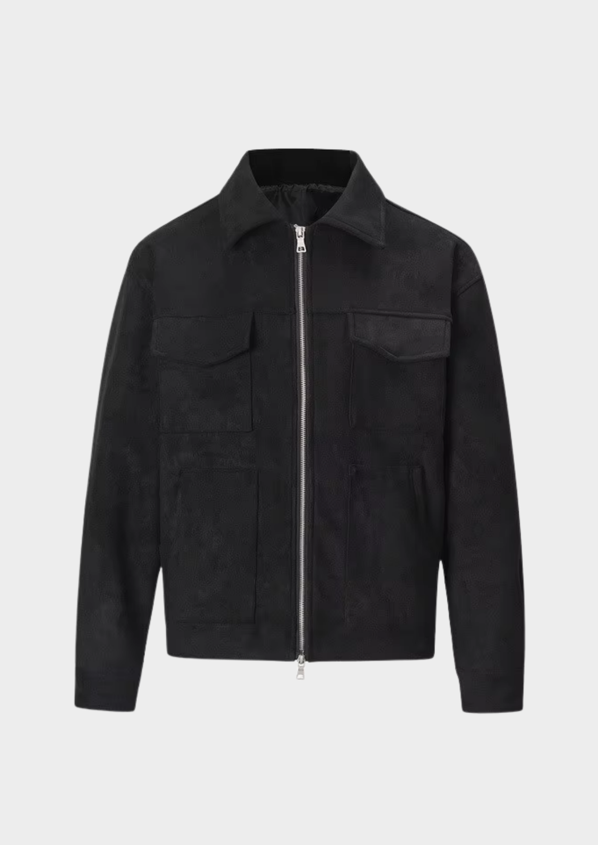 Men’s Textured Zip-Up Jacket with Four Front Pockets