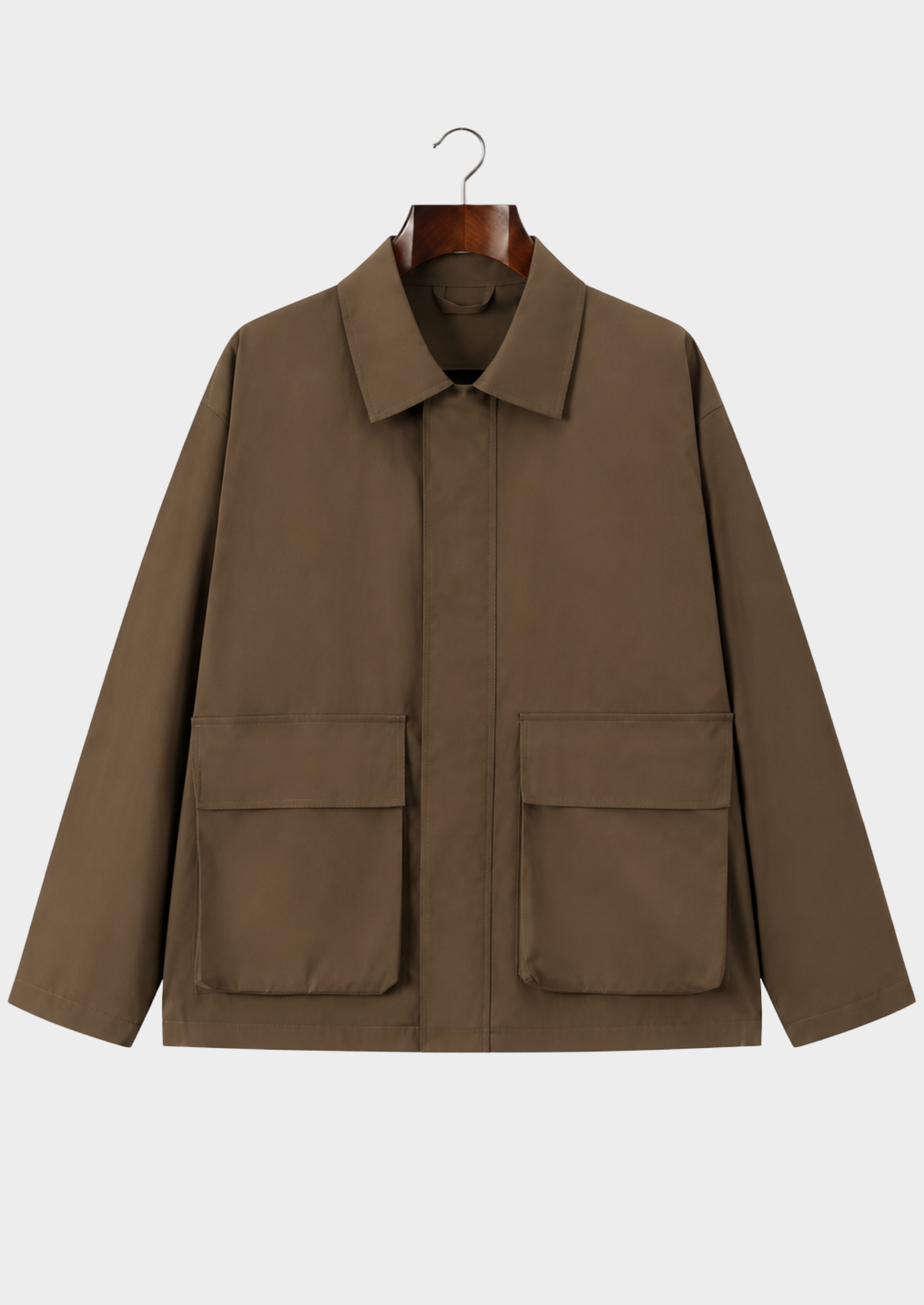 Men's Turn-Down Collar Loose-Fit Solid-Color Jacket