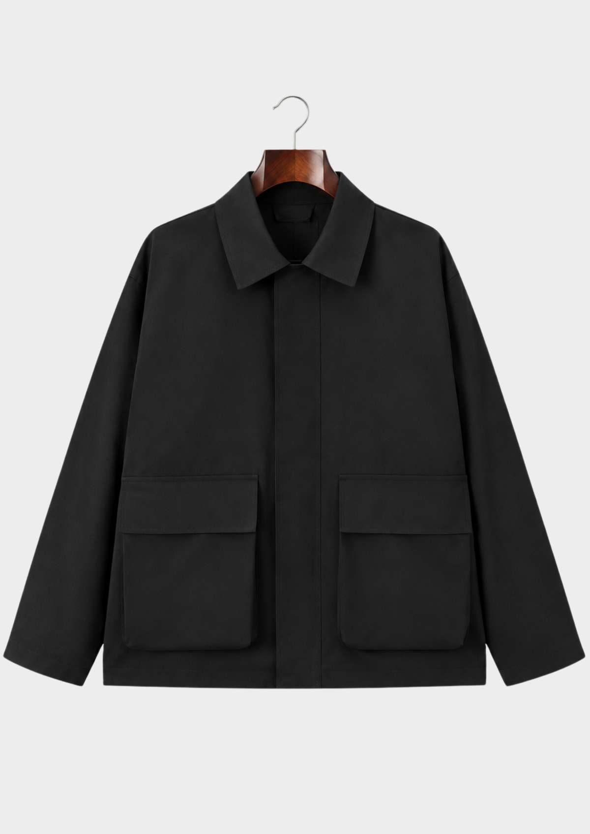 Men's Turn-Down Collar Loose-Fit Solid-Color Jacket