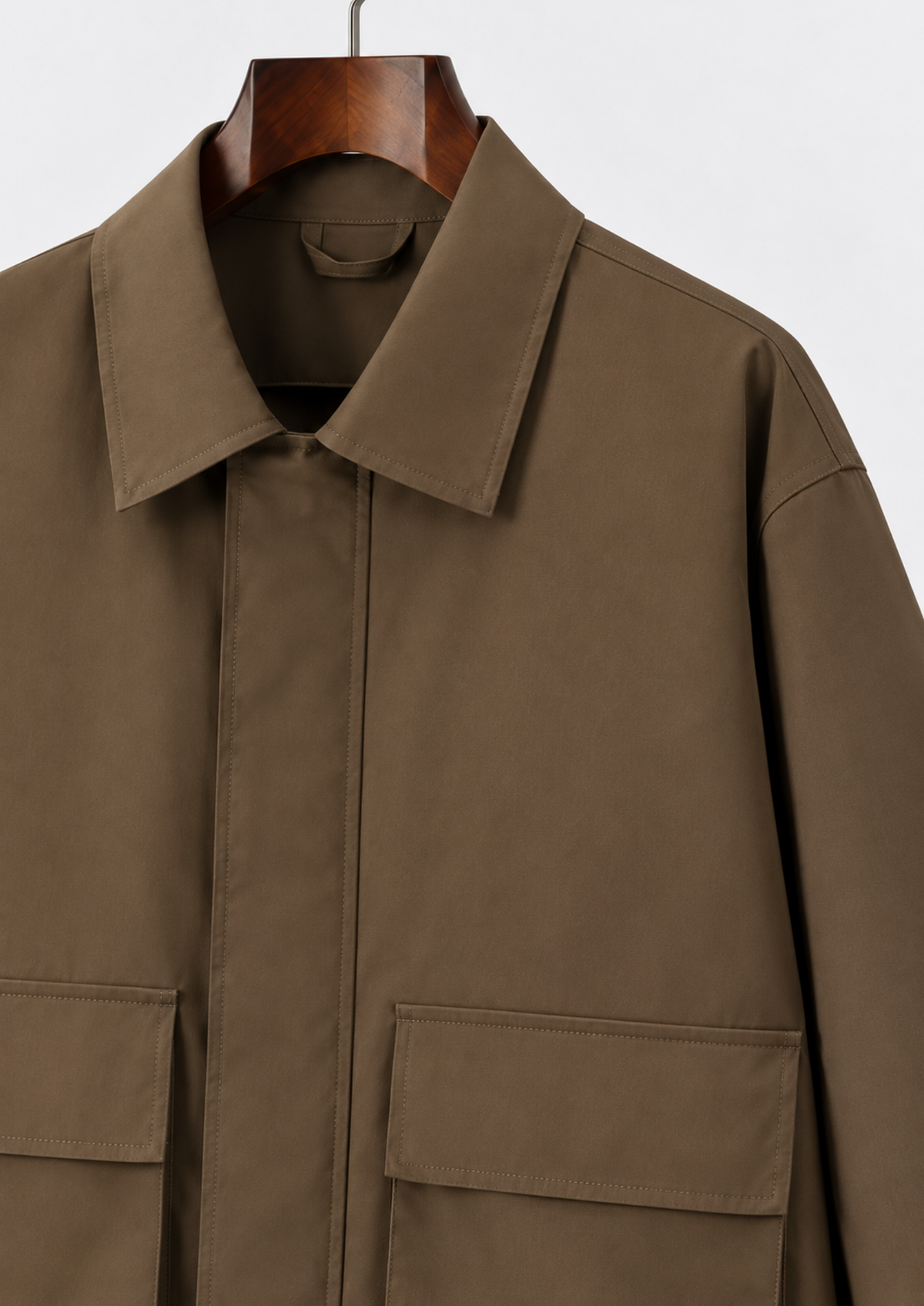 Men's Turn-Down Collar Loose-Fit Solid-Color Jacket