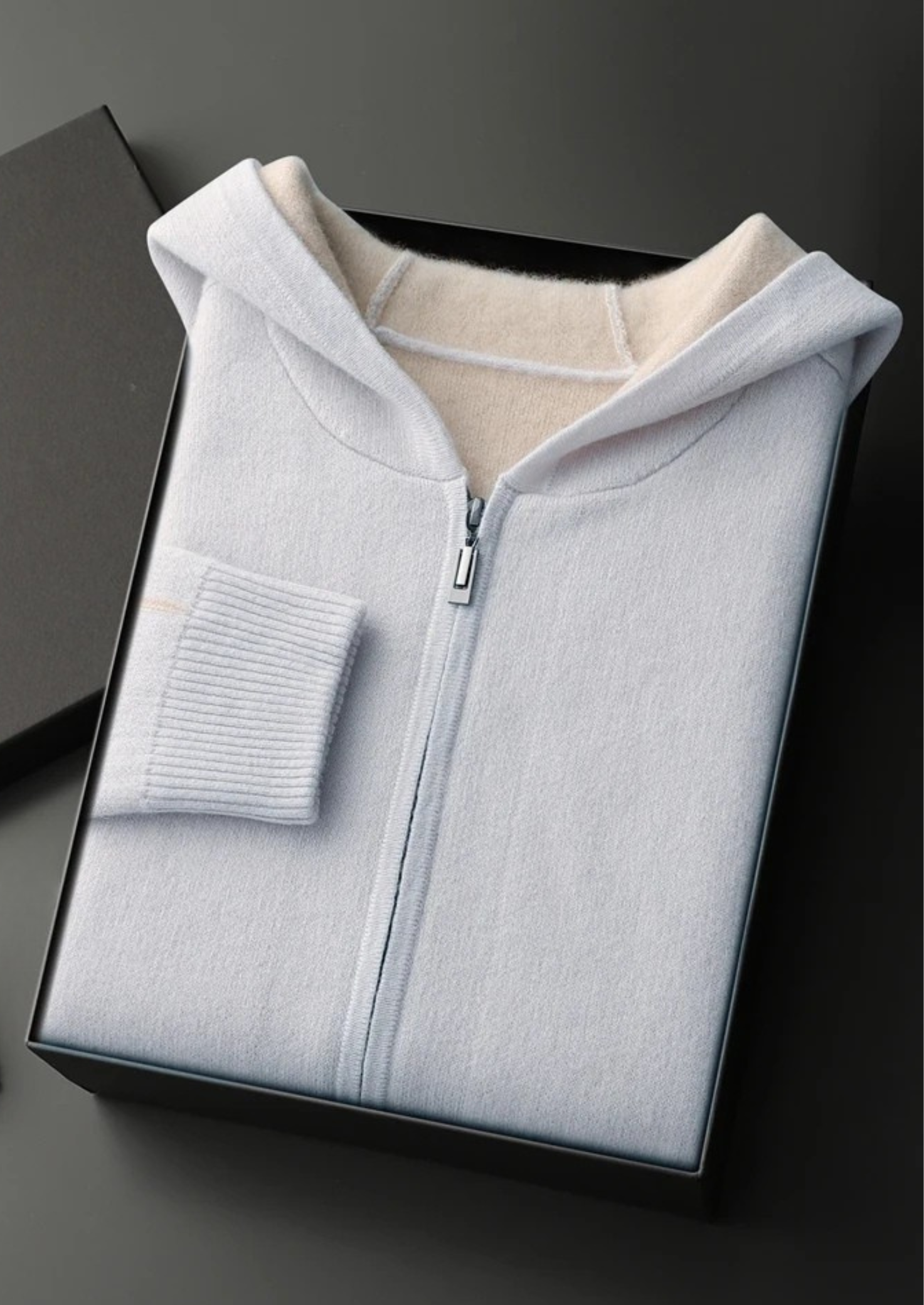 Men’s Two-Tone Full-Zip Hoodie with Drawstring