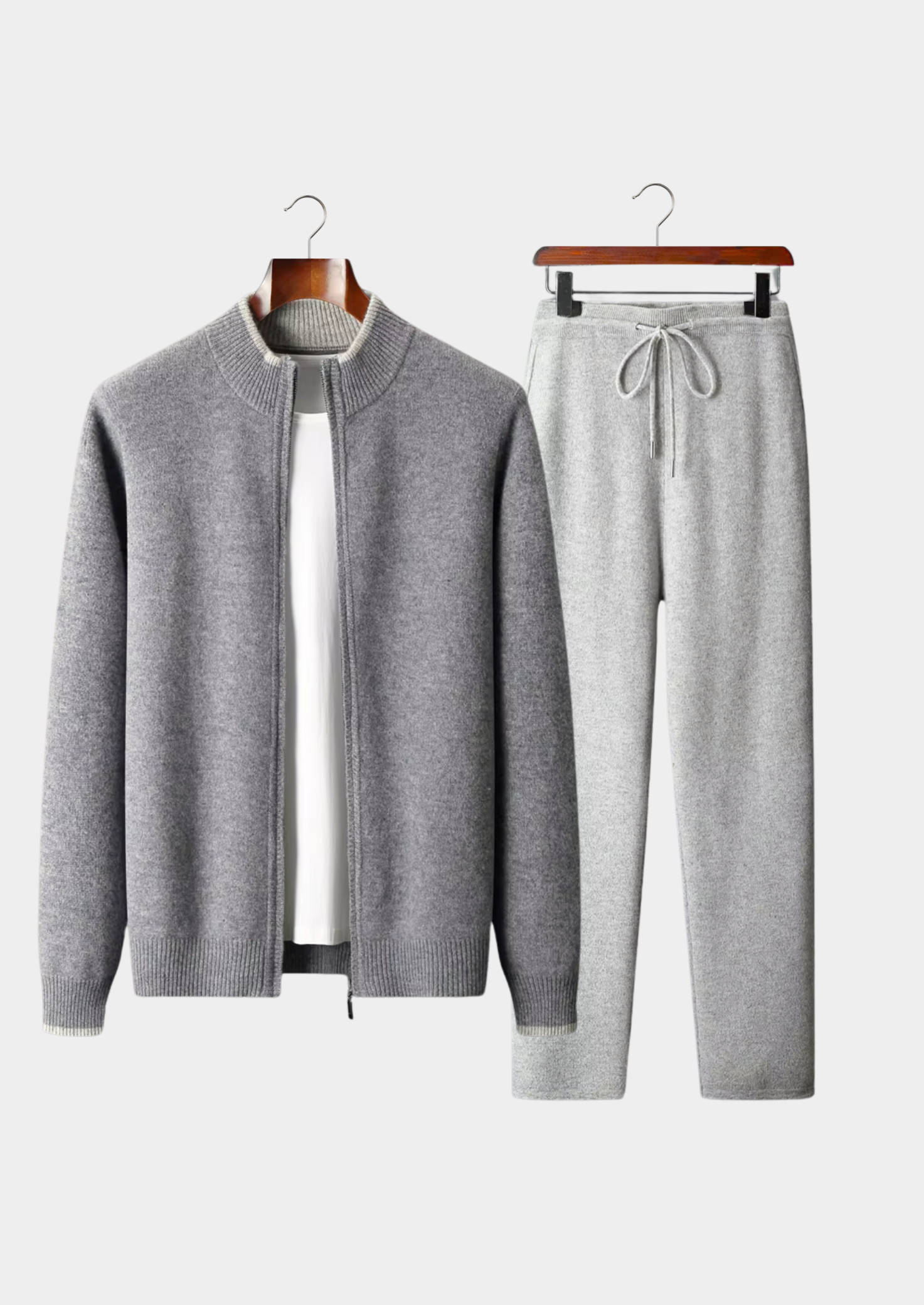 Men’s Two-Tone Zip-Front Sweater Set with Drawstring Pants