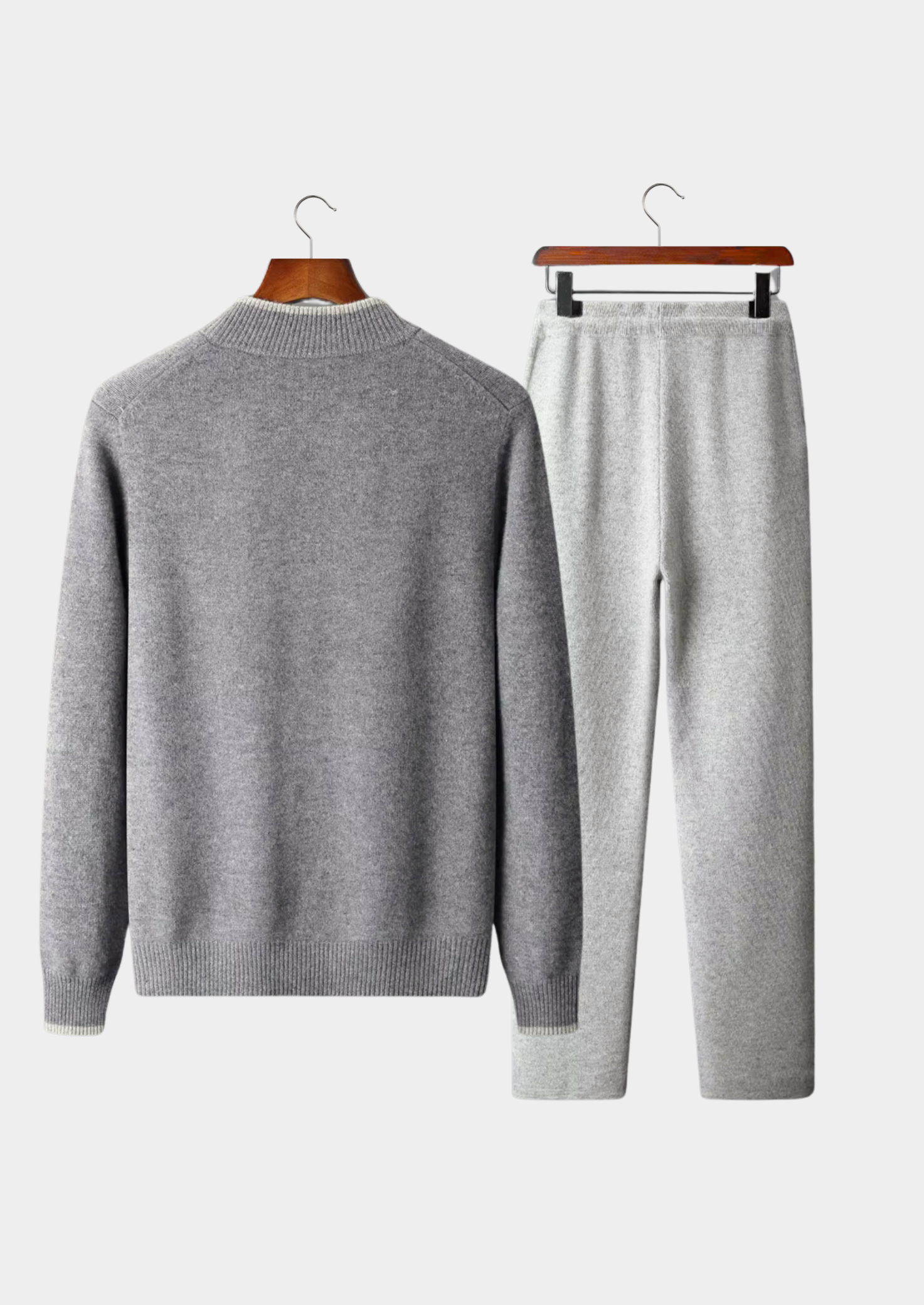 Men’s Two-Tone Zip-Front Sweater Set with Drawstring Pants