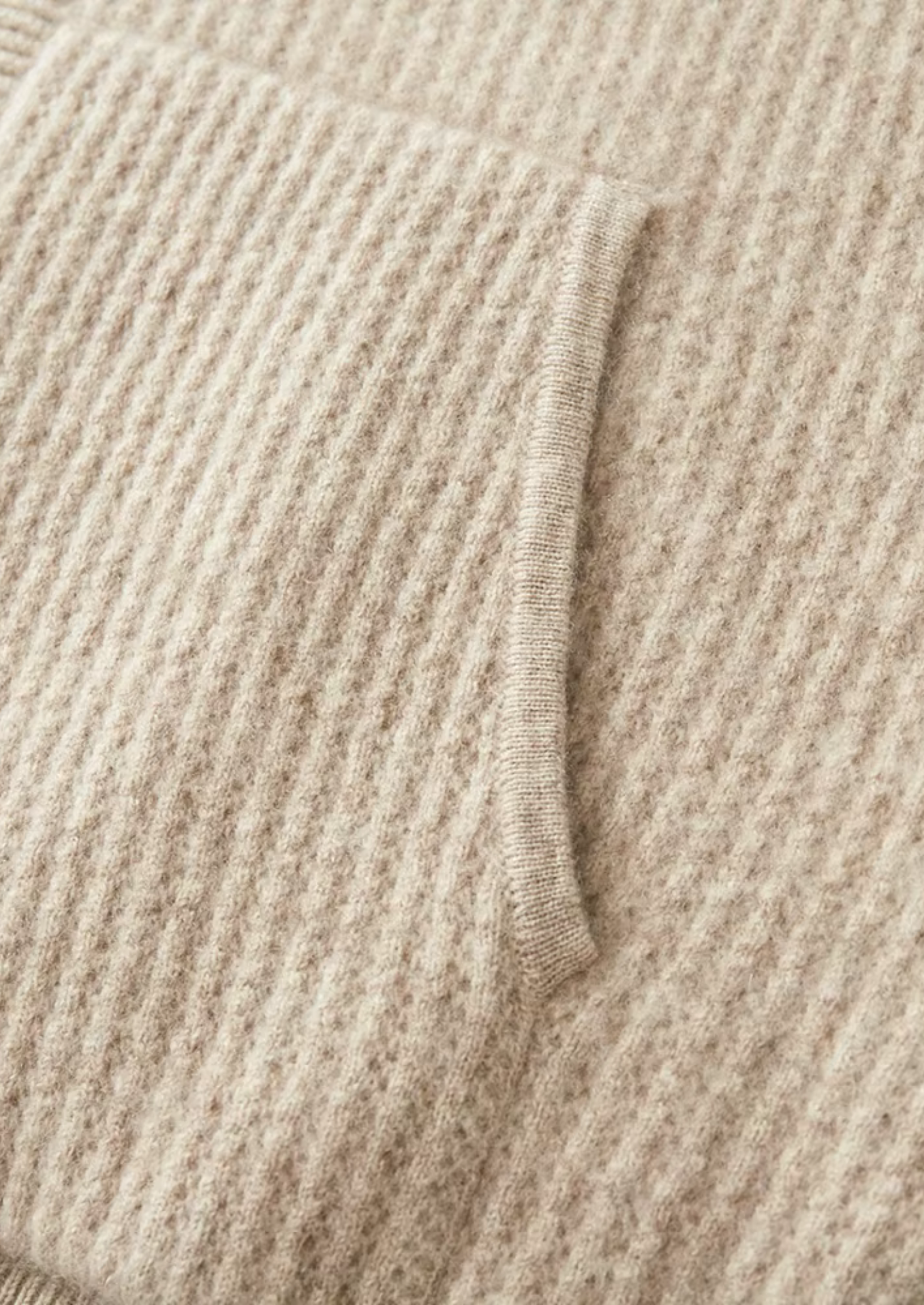 Men’s Waffle Knit Full-Zip Hoodie with Patch Pockets