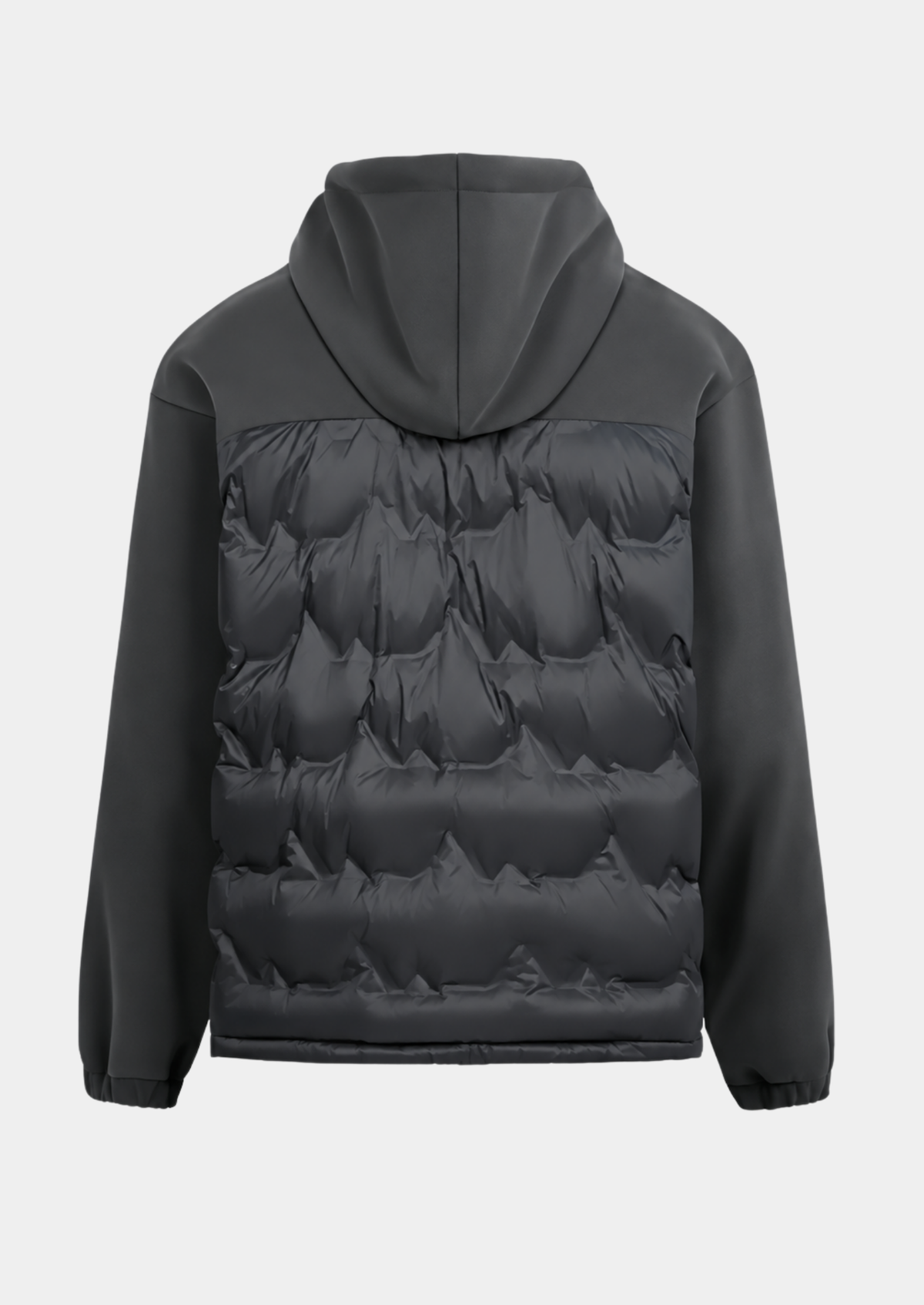 Men's White Duck Down Half-Zip Patchwork Pullover Jacket