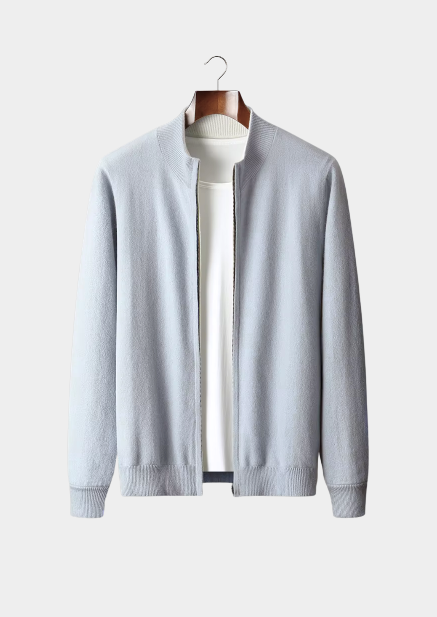 Men’s Zip-Front Cardigan with Stand Collar