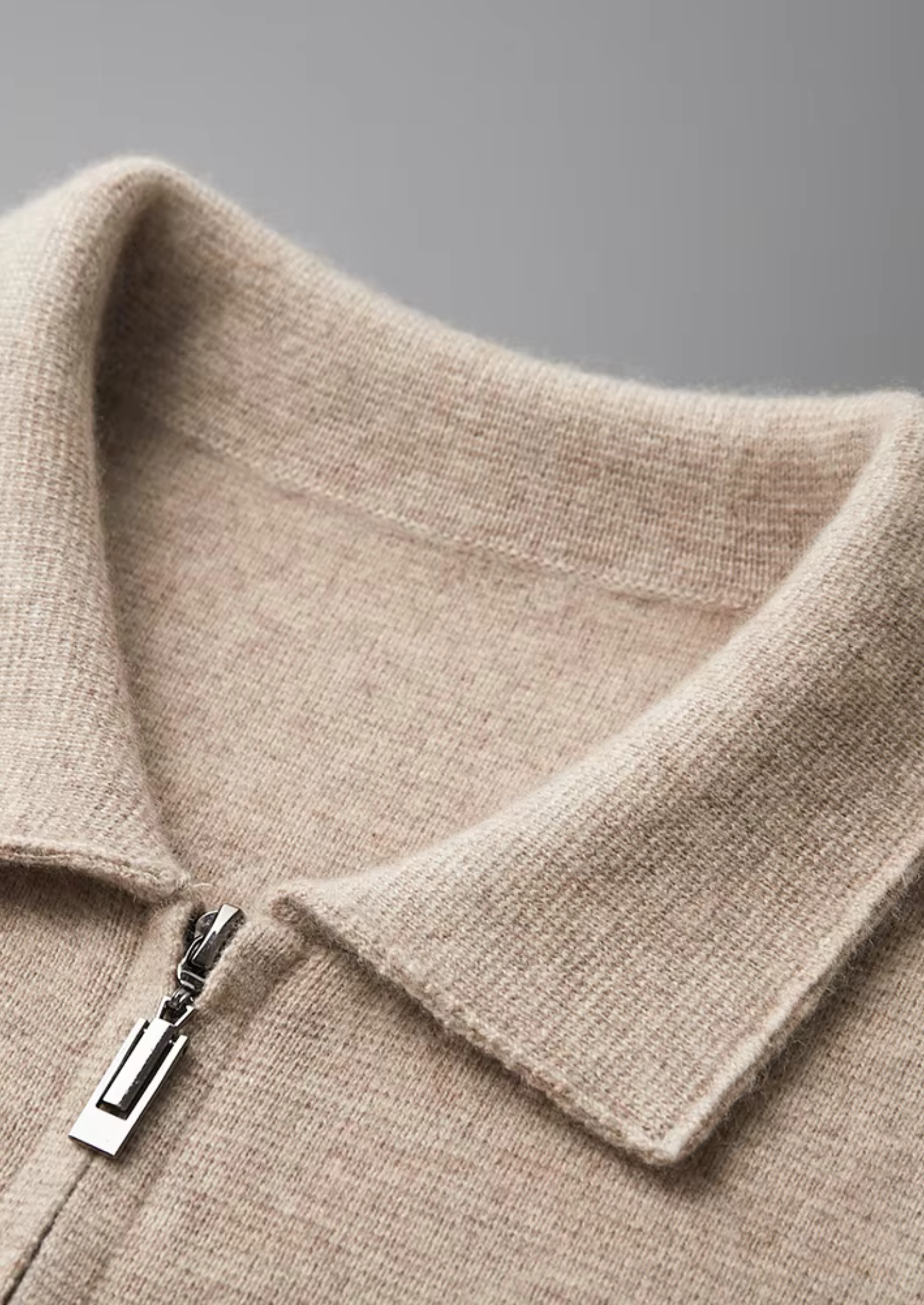 Men’s Zip Front Cardigan with Turn-Down Collar
