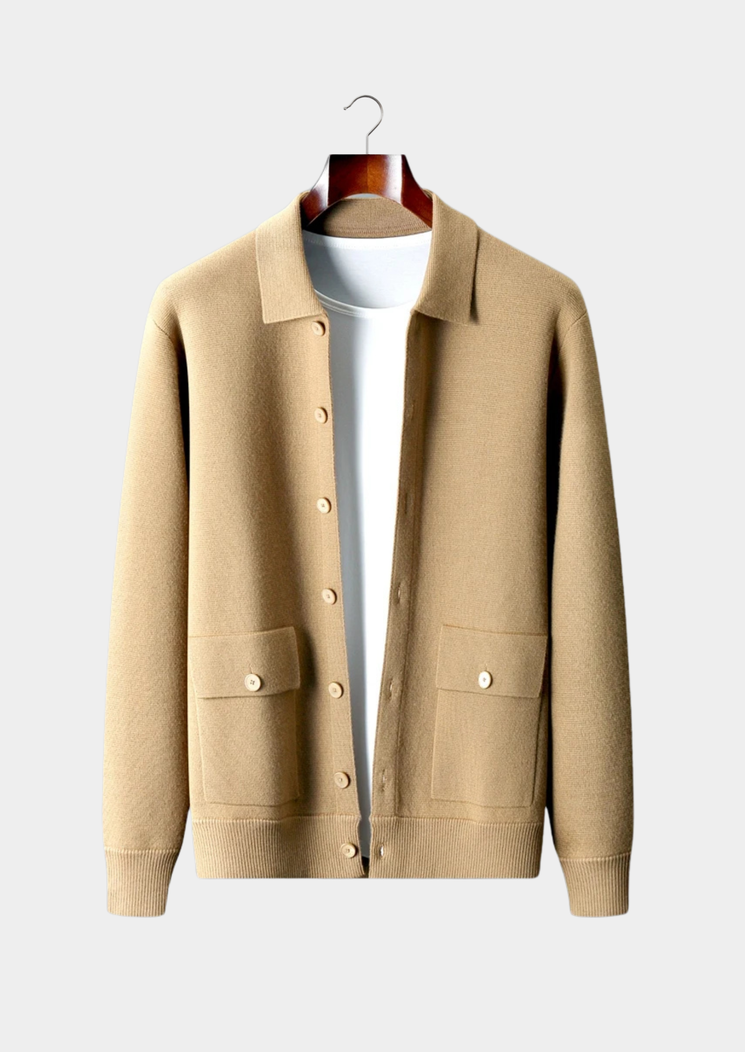 Men’s Button-Front Knit Cardigan with Flap Pockets